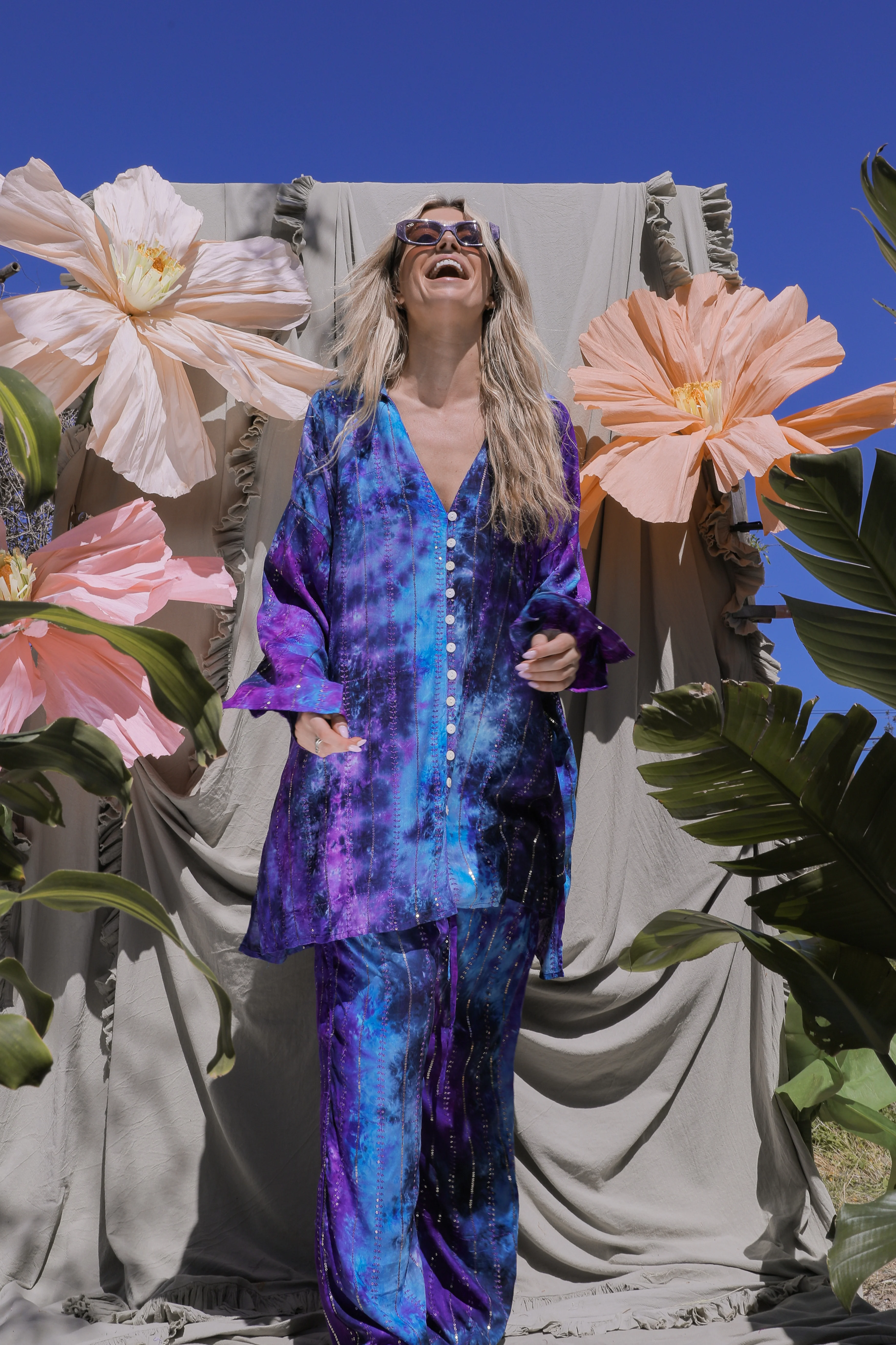 'Ses Salines' LOUNGE SET Shirt - Blue/ Purple Tiedye - Image 10