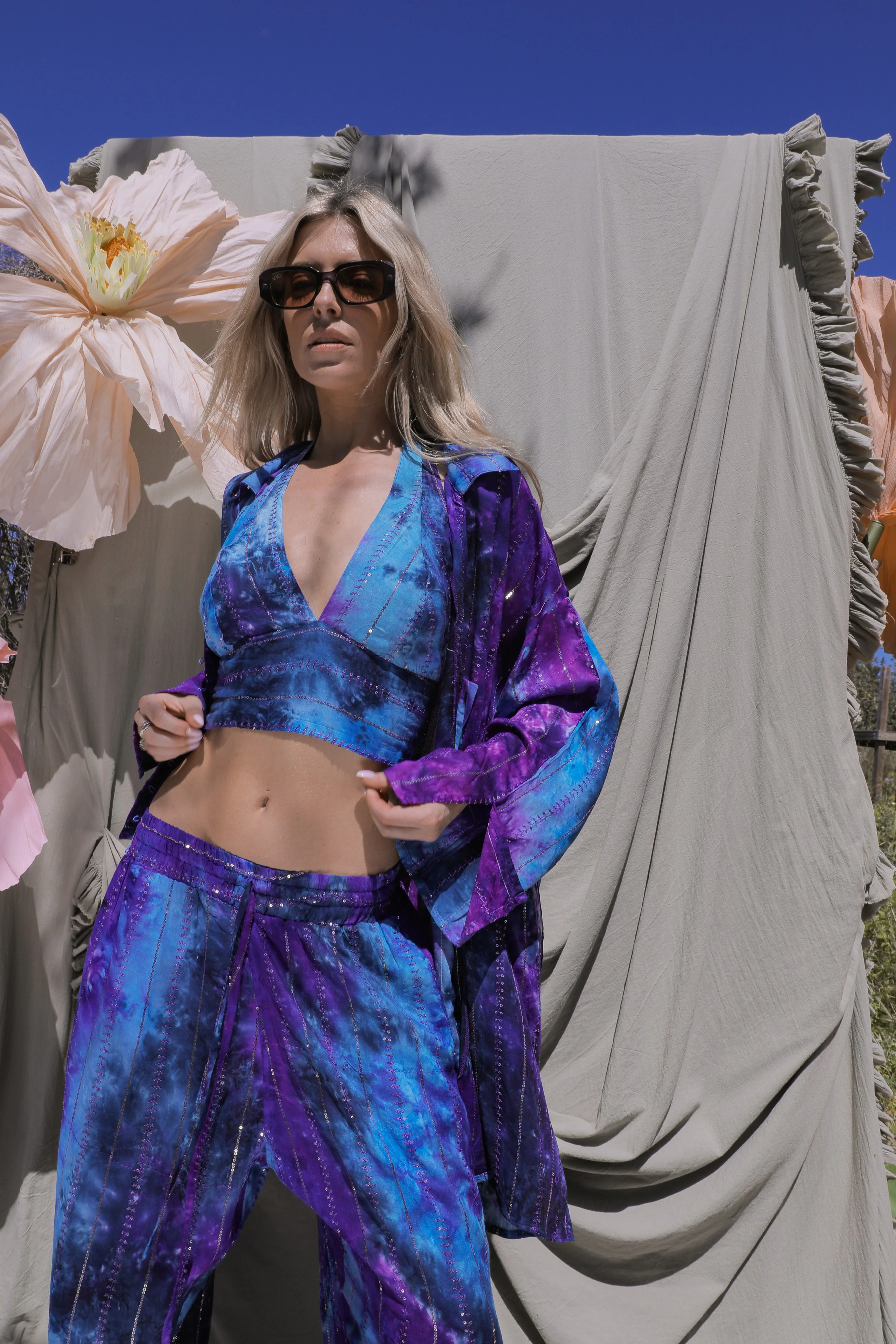 'Ses Salines' LOUNGE SET Shirt - Blue/ Purple Tiedye - Image 12