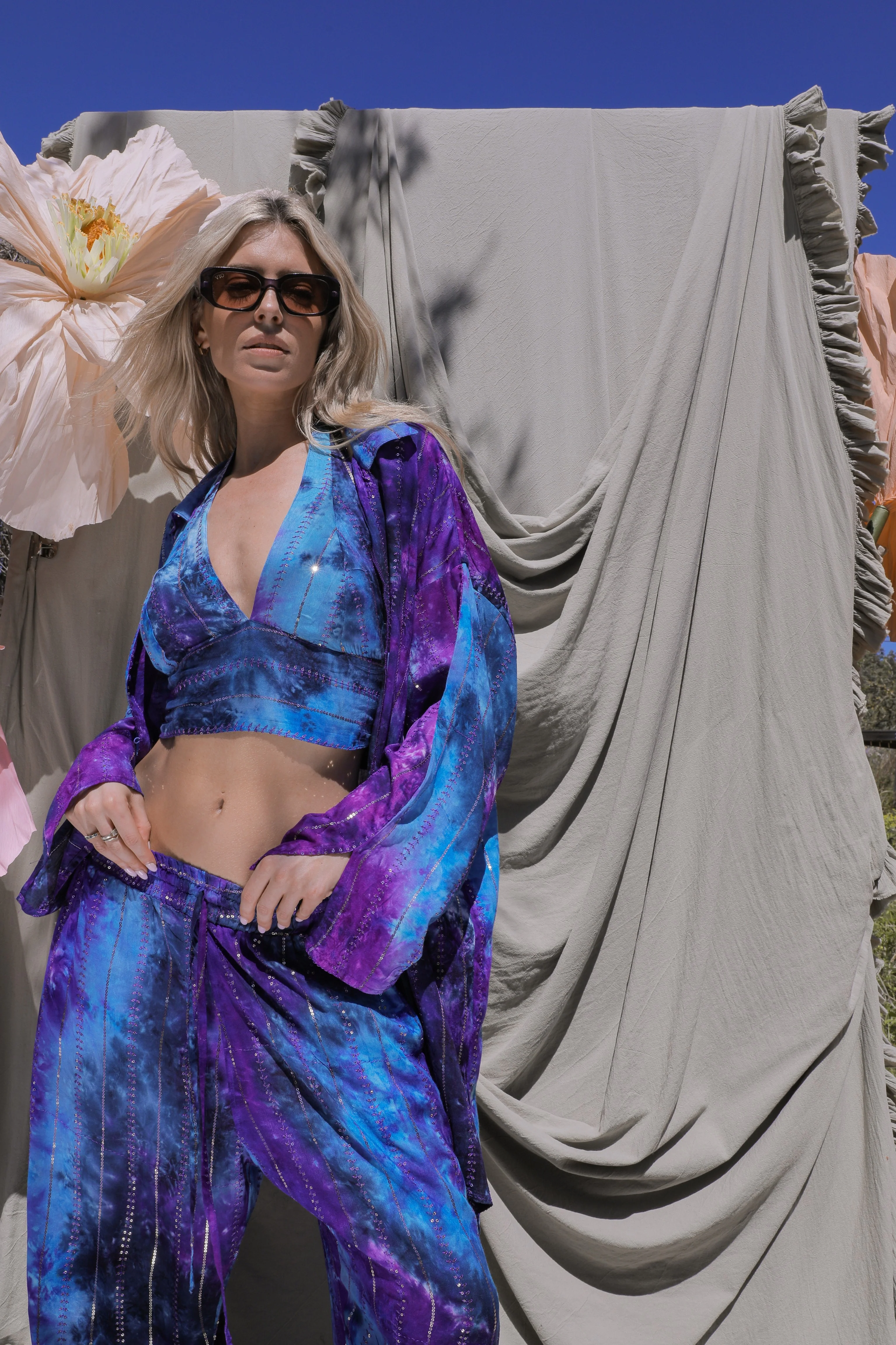 'Ses Salines' LOUNGE SET Shirt - Blue/ Purple Tiedye - Image 14