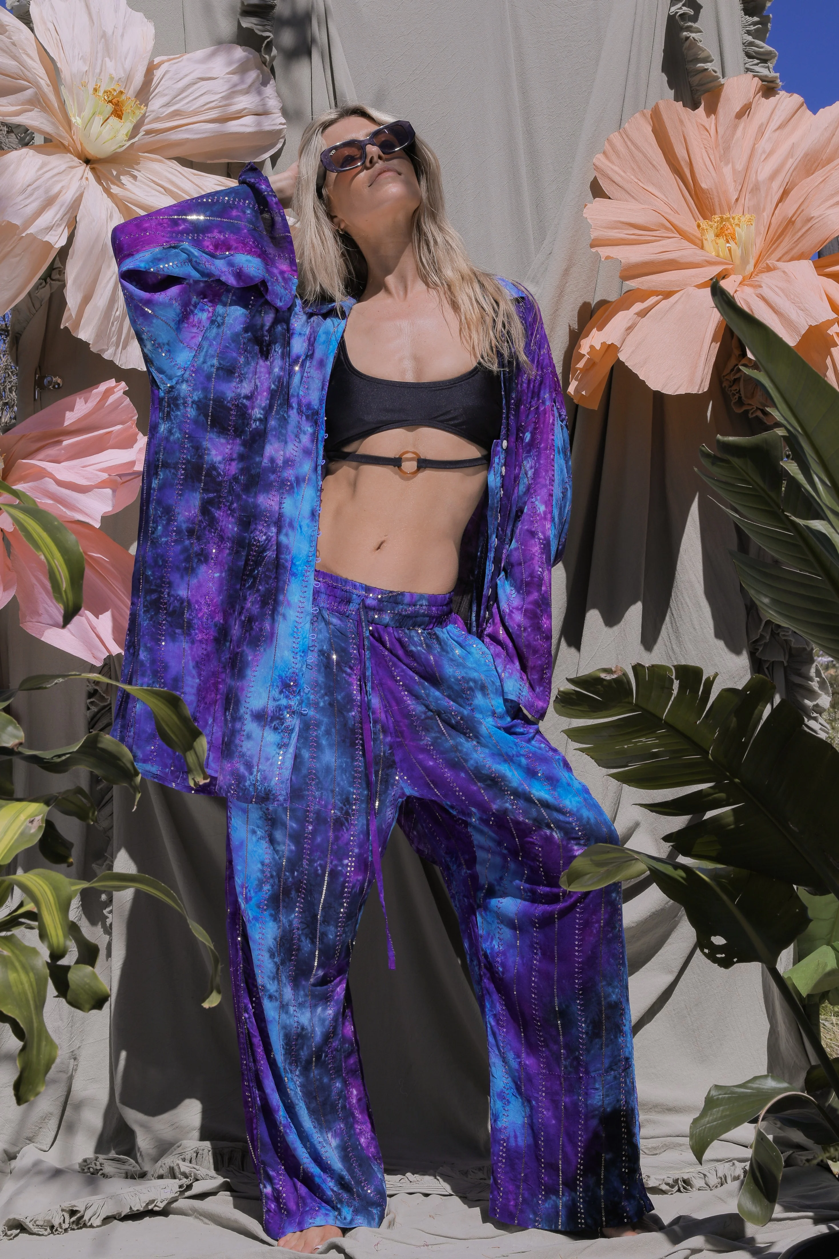 'Ses Salines' LOUNGE SET Shirt - Blue/ Purple Tiedye - Image 6