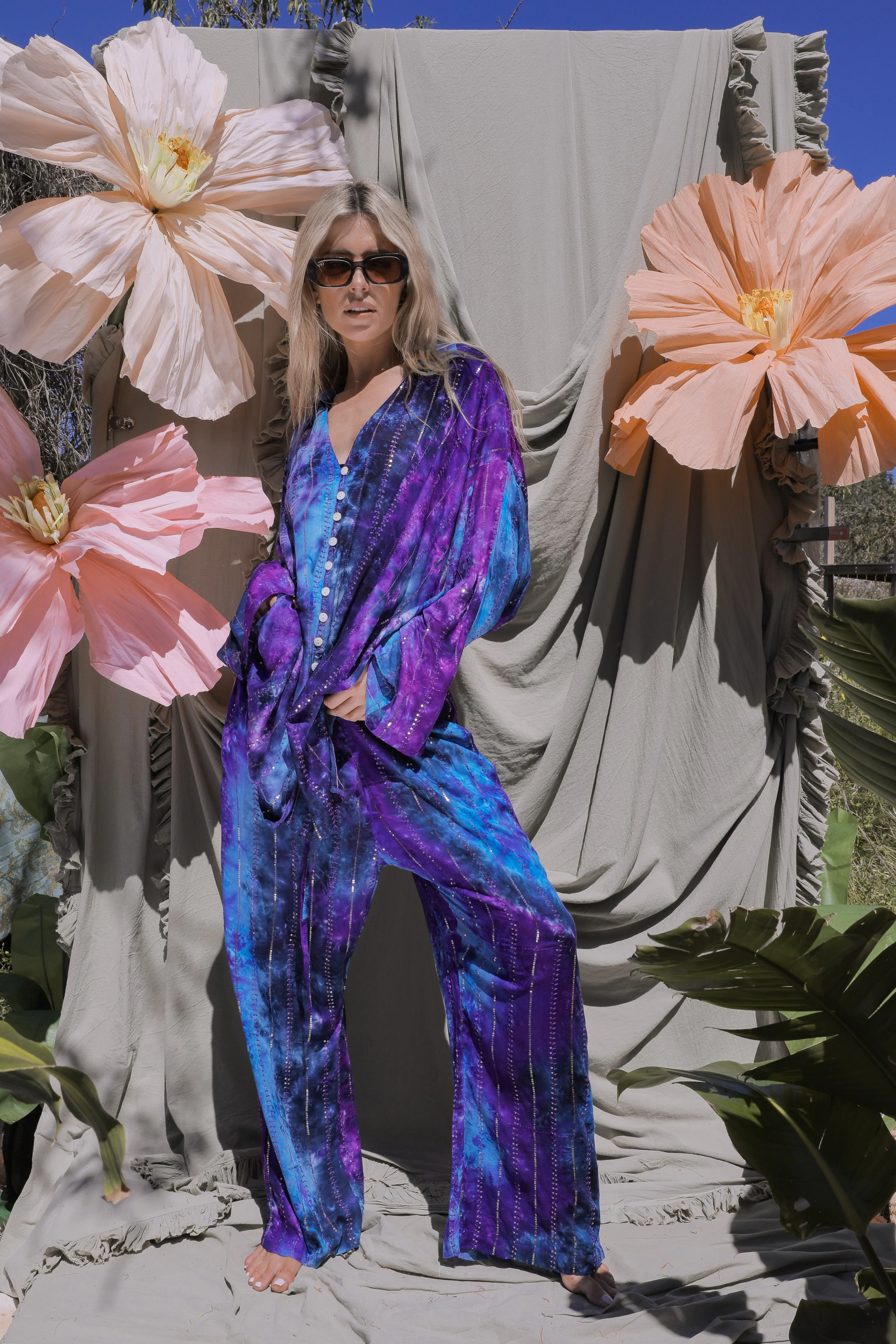 'Ses Salines' LOUNGE SET Shirt - Blue/ Purple Tiedye - Image 7