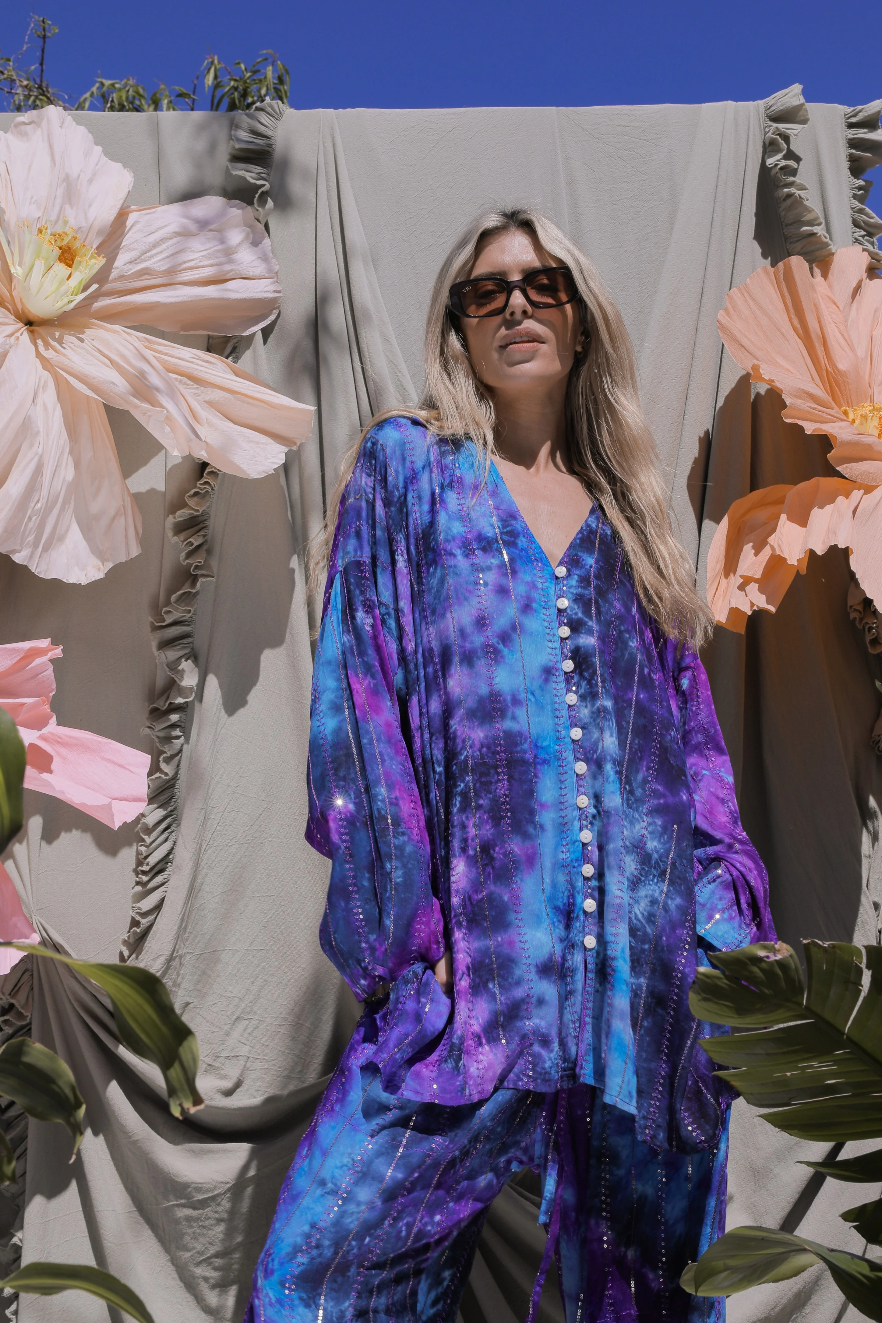 'Ses Salines' LOUNGE SET Shirt - Blue/ Purple Tiedye - Image 8
