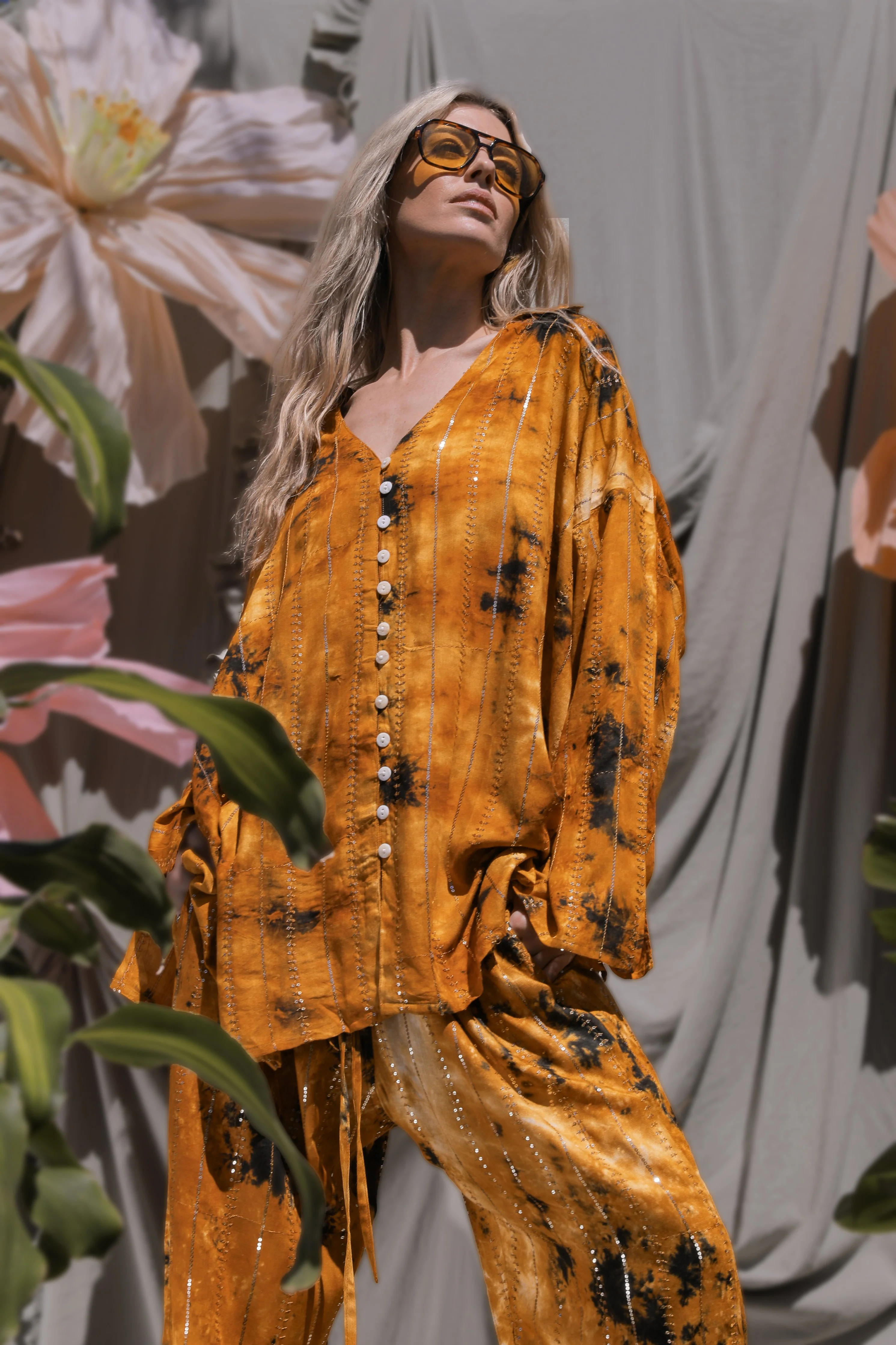 'Benirras' LOUNGE SET Shirt - Orange