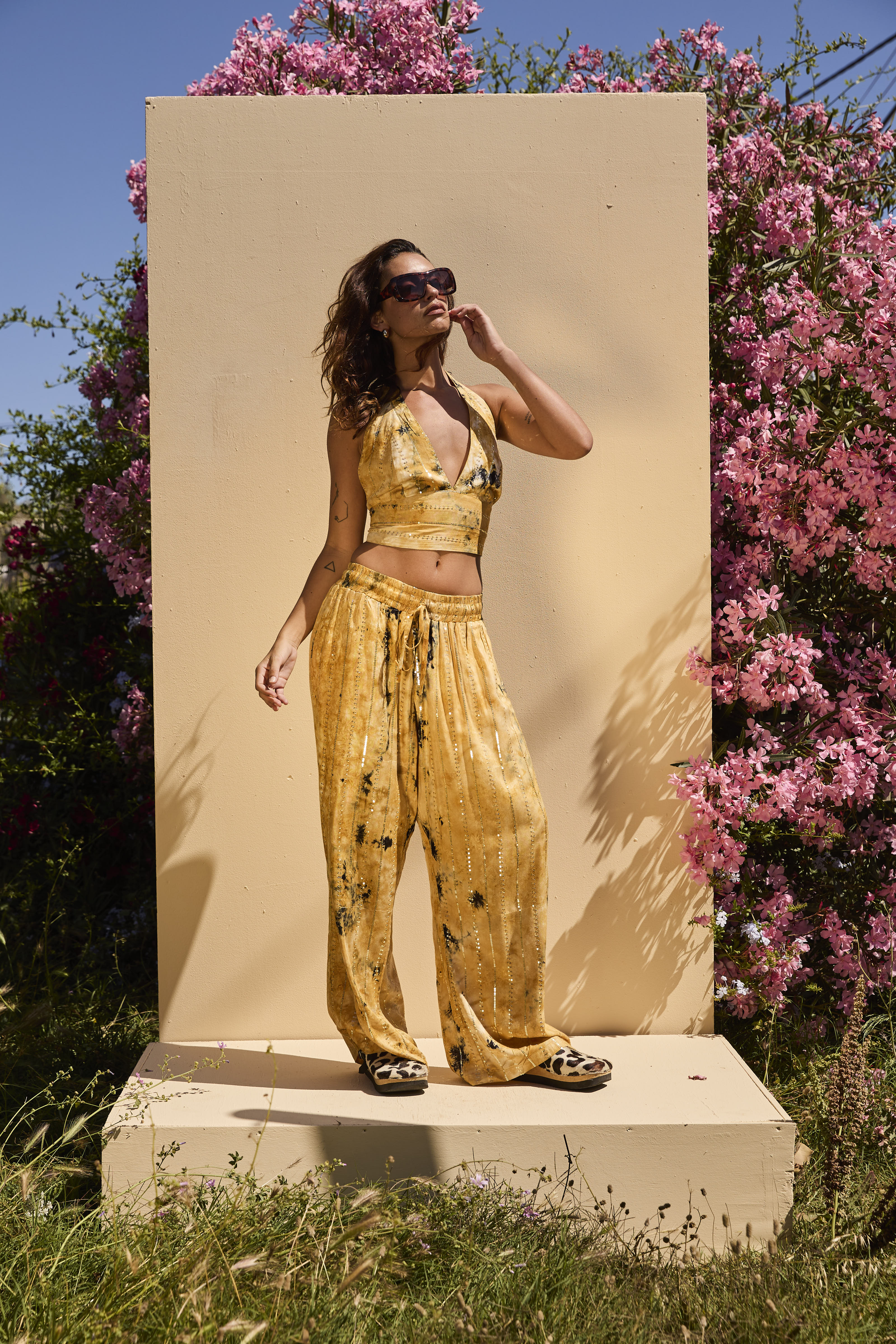 'Formentera' LOUNGE SET Trousers - Beige/Gold - Image 4