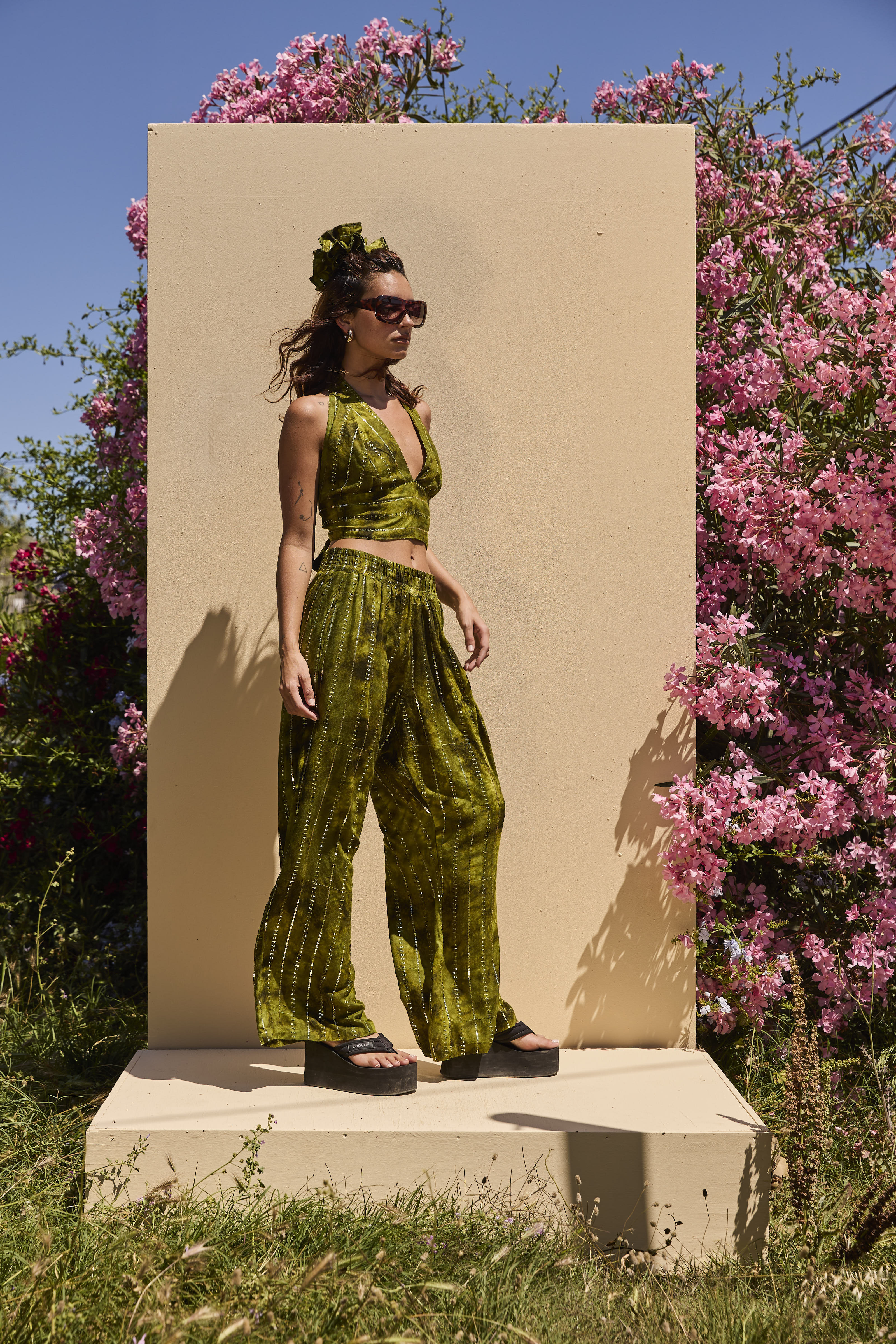 'Es Vedra' LOUNGE SET Trousers - Green - Image 3