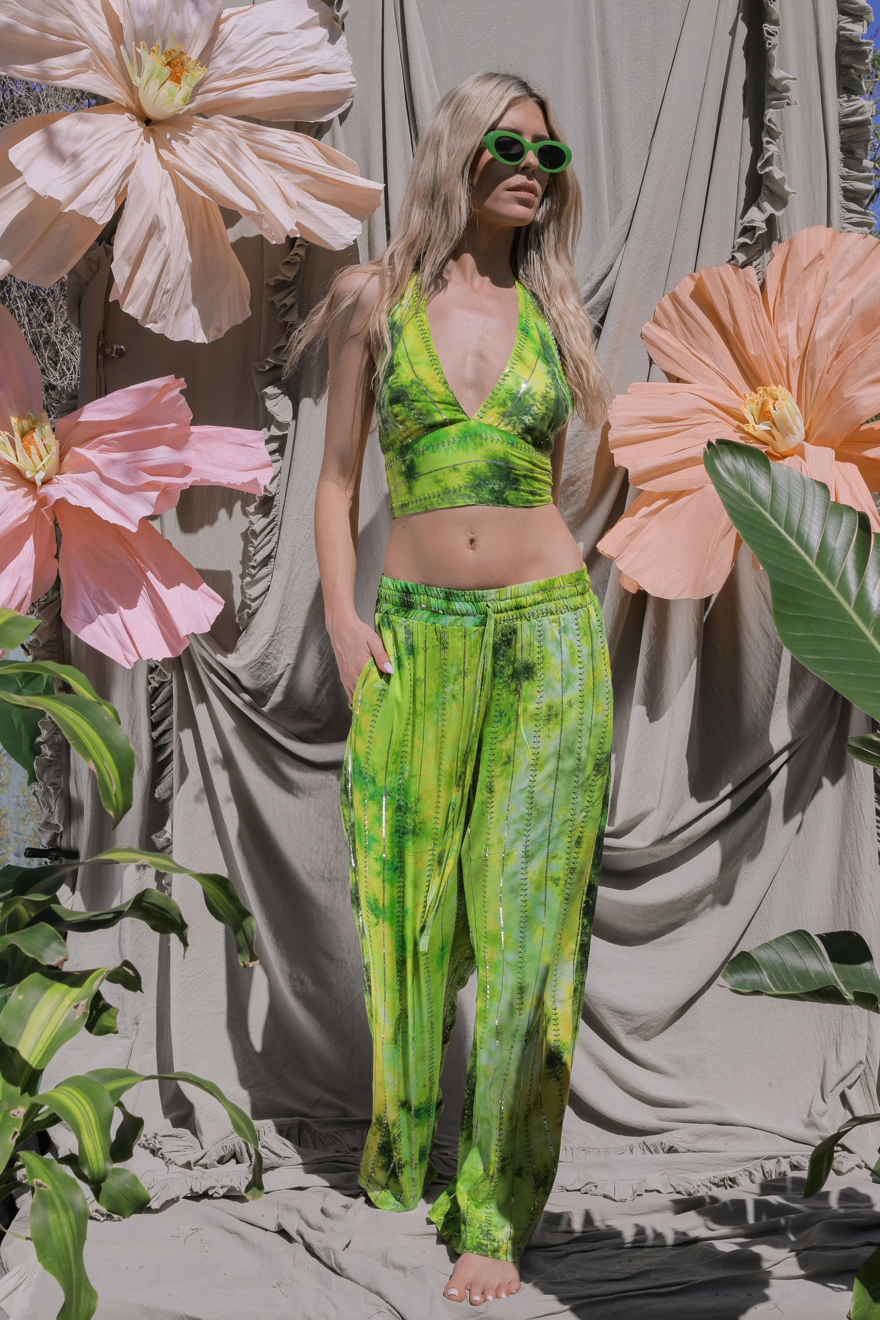 'Eivissa' LOUNGE SET Crop Top - Fluro - Image 7