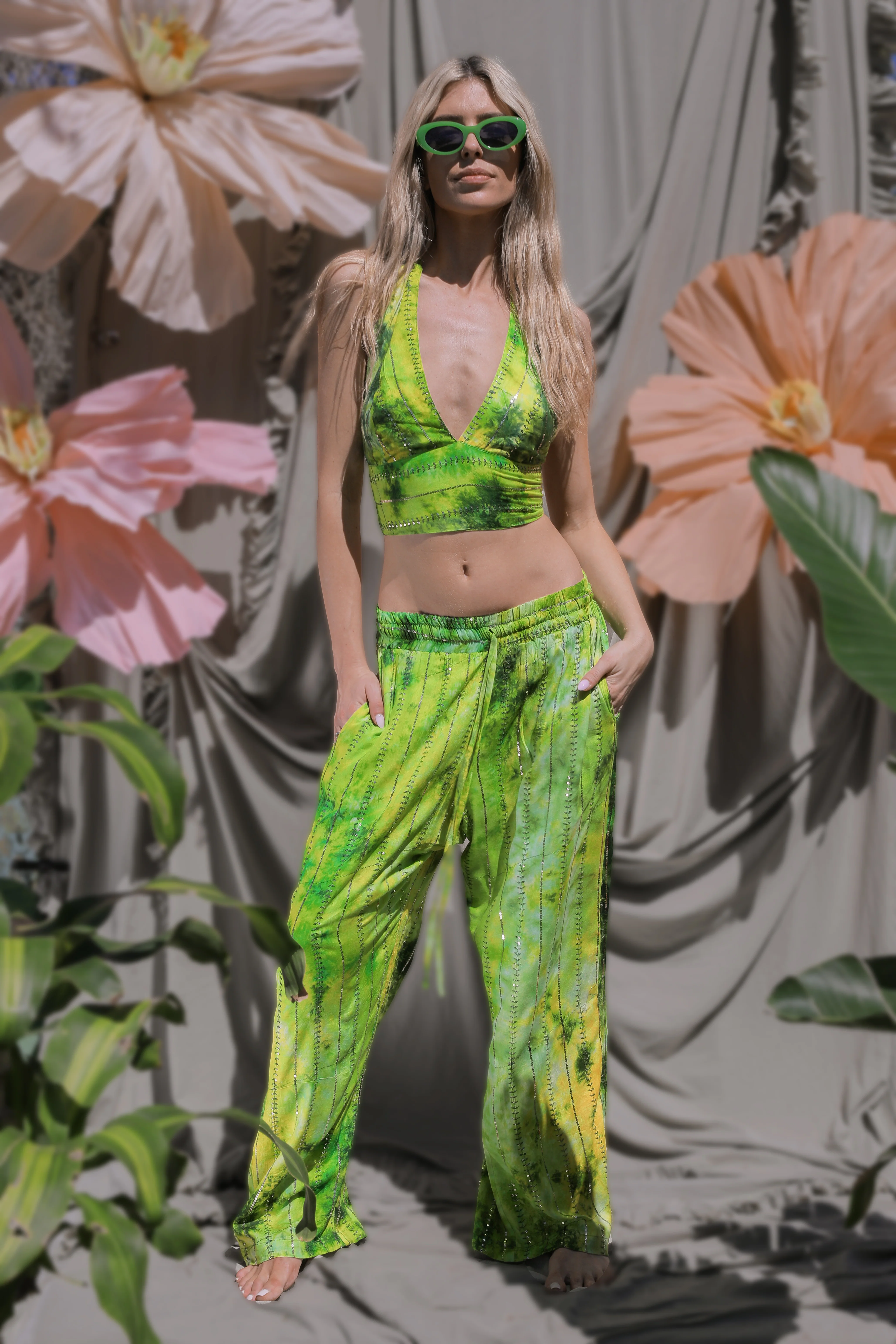 'Eivissa' LOUNGE SET Crop Top - Fluro - Image 6