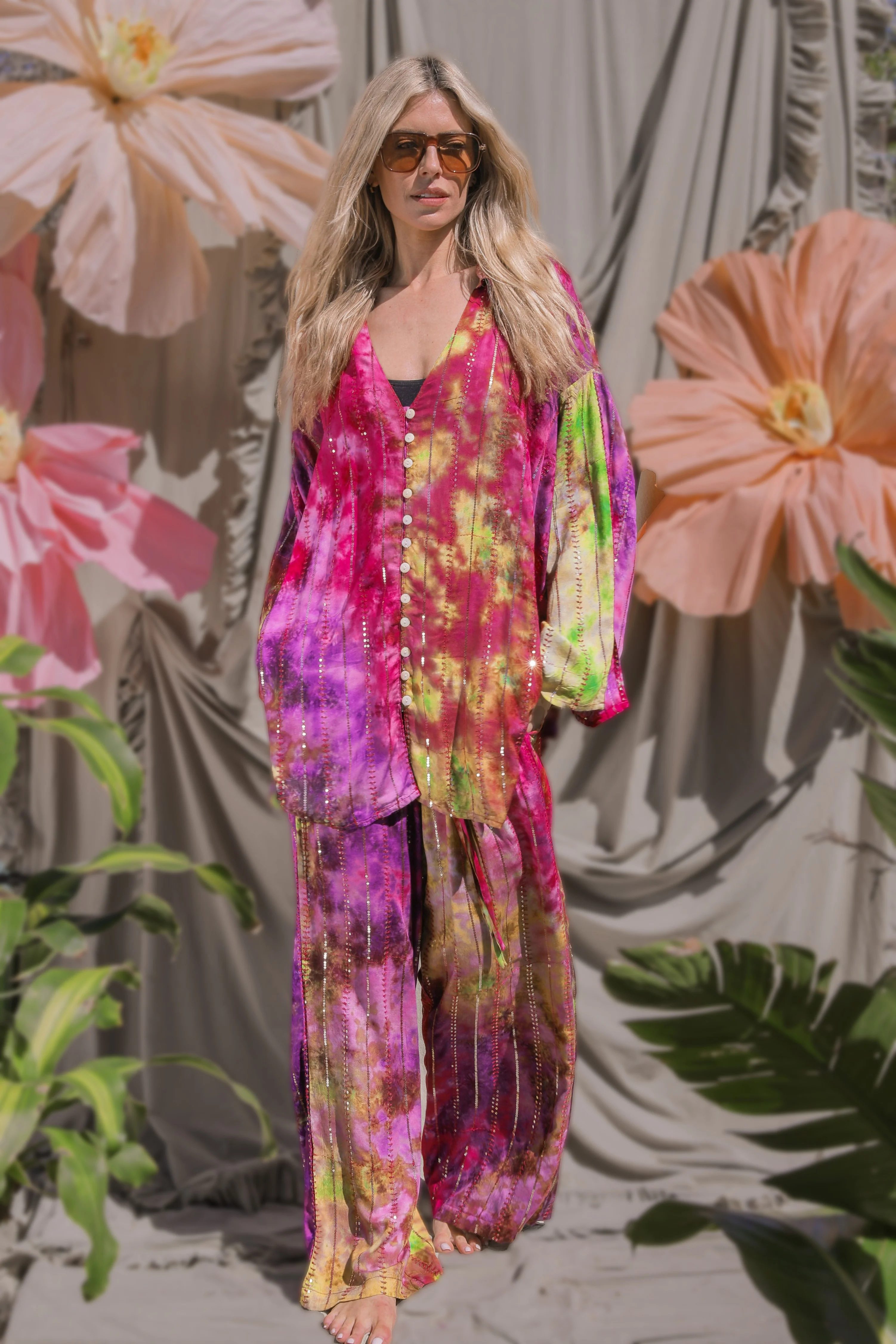 'Bora Bora' LOUNGE SET Shirt - Multi Tiedye - Image 4