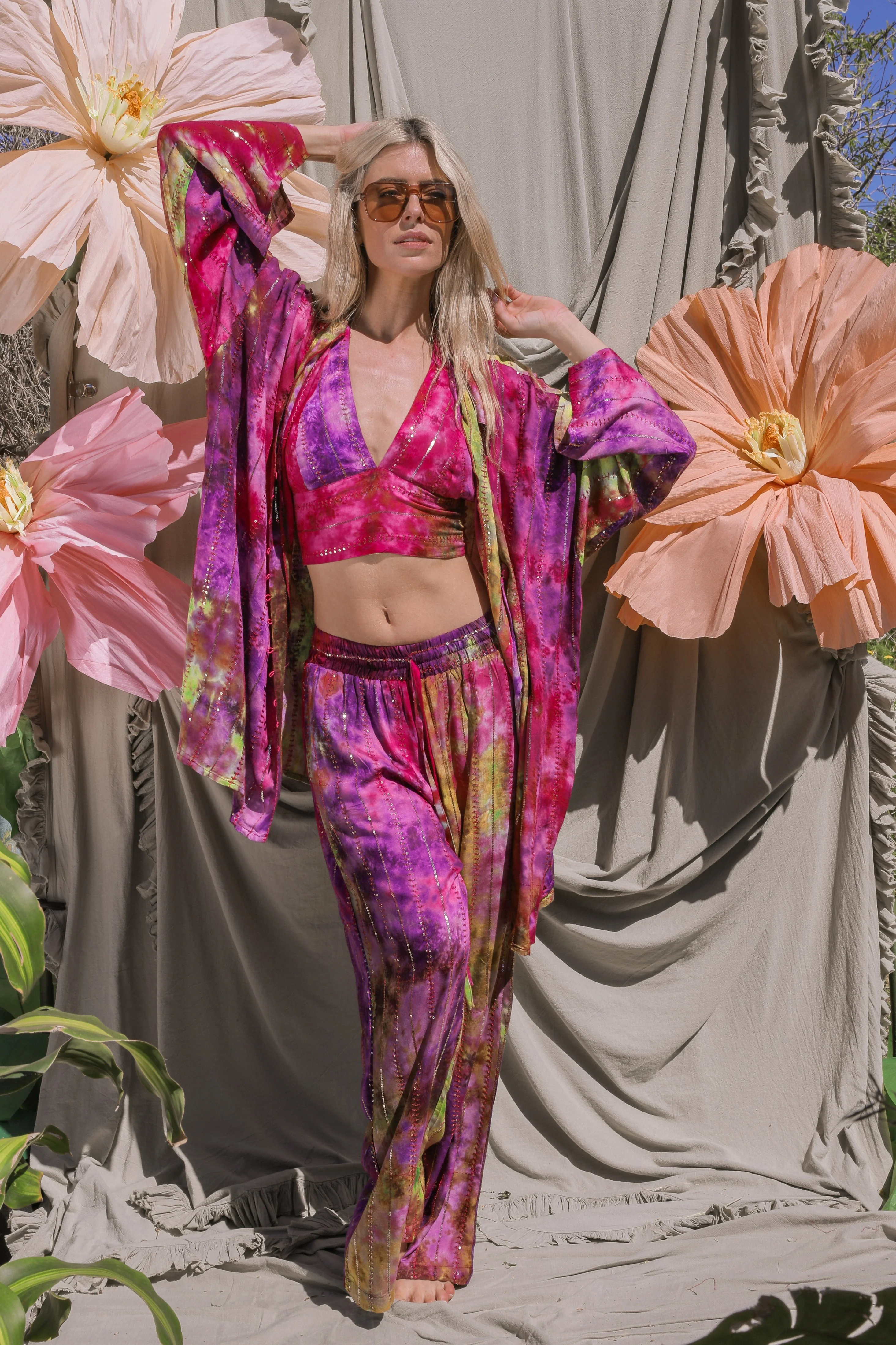 'Bora Bora' LOUNGE SET Trousers - Multi Tiedye - Image 2
