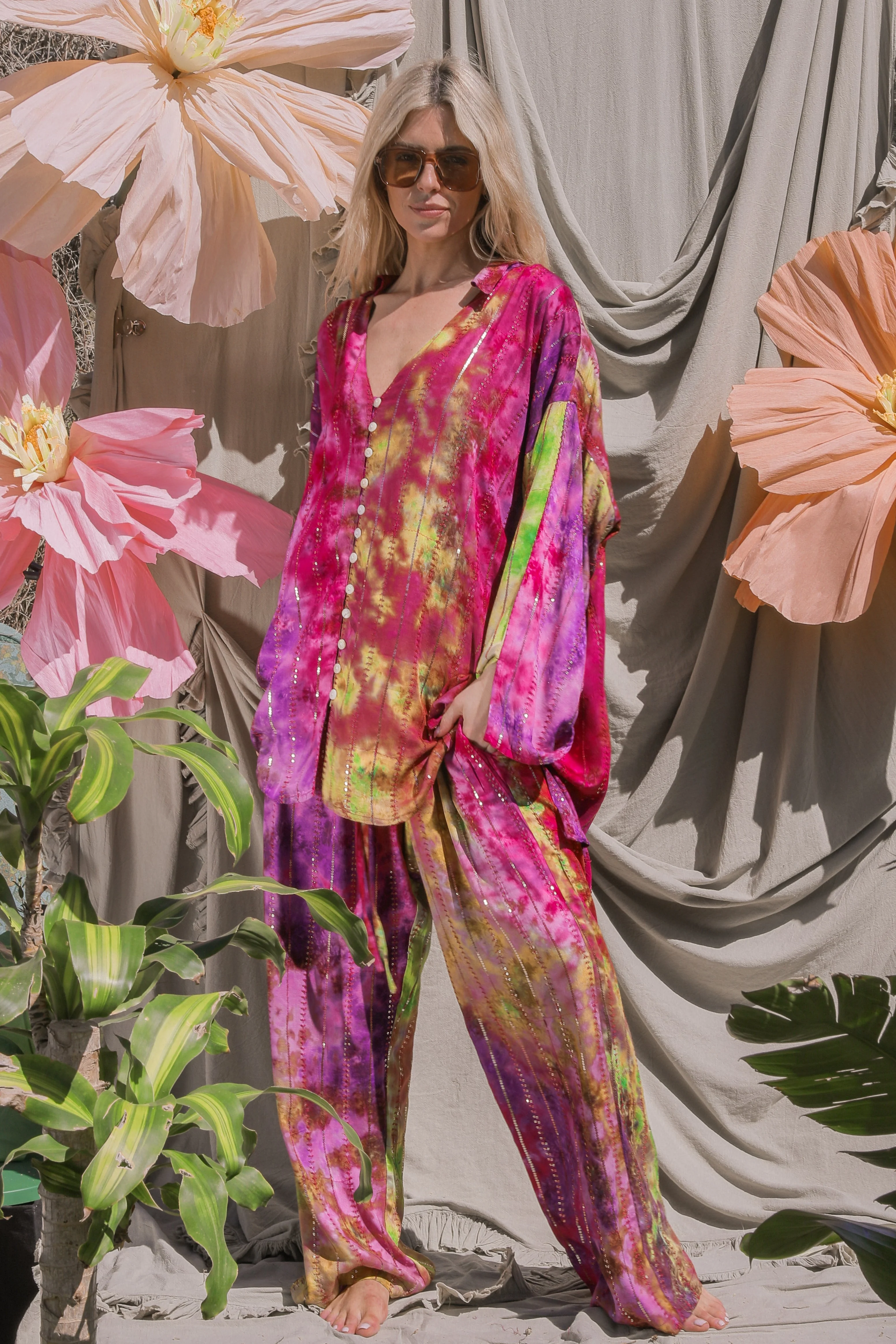'Bora Bora' LOUNGE SET Shirt - Multi Tiedye