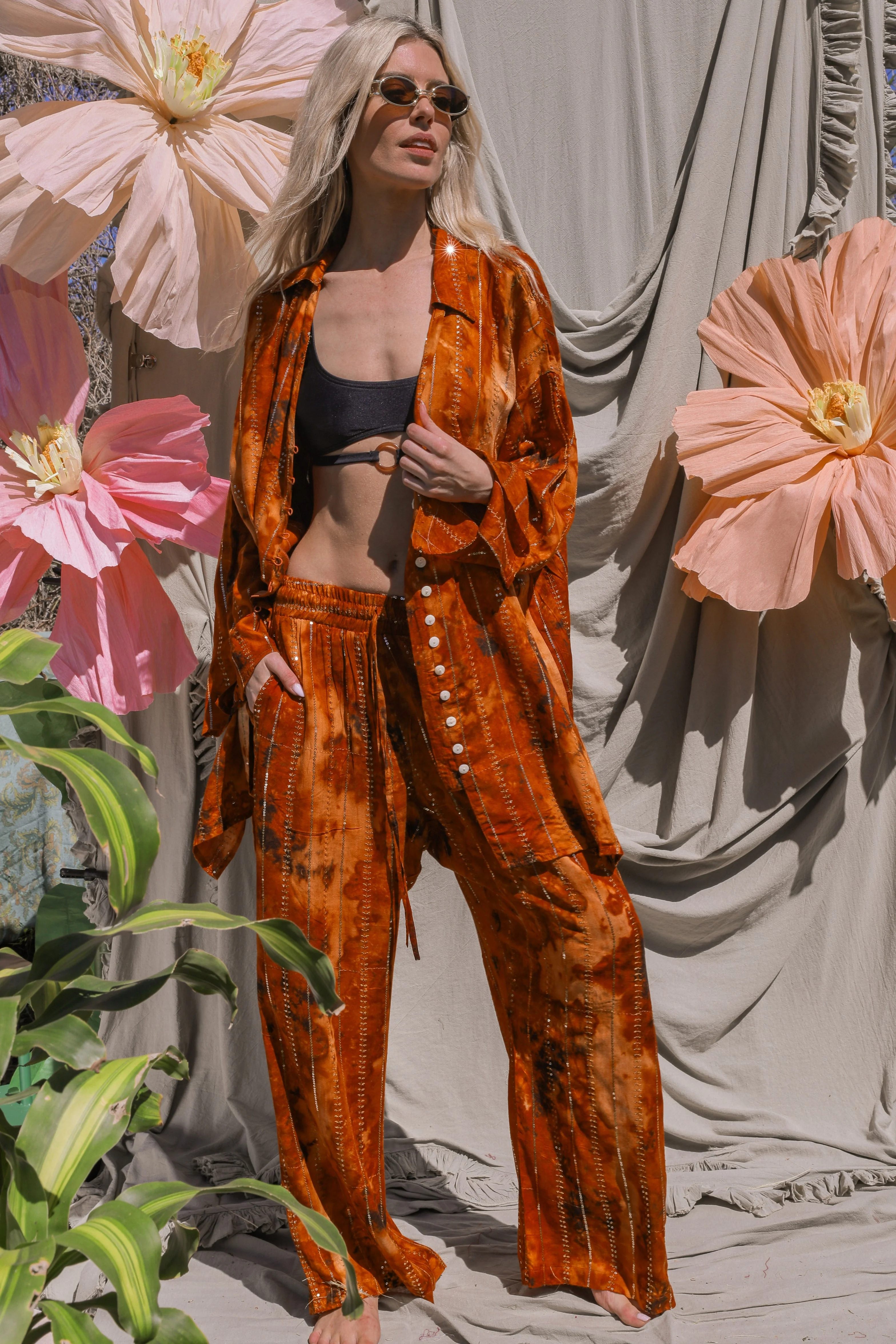 'Sunset Ashram' LOUNGE SET Crop Top - Burnt Orange - Image 12