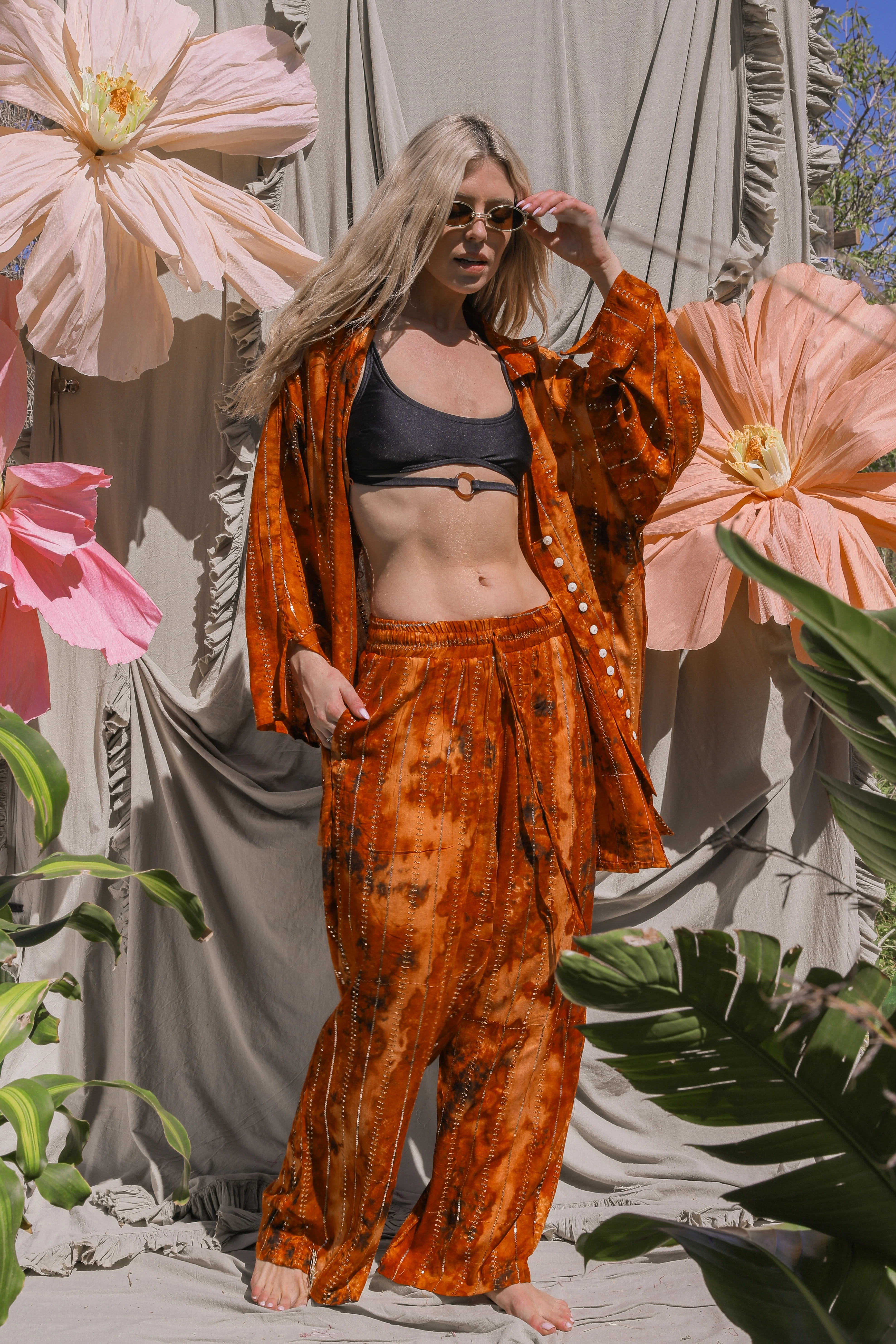 'Sunset Ashram' LOUNGE SET Trousers - Burnt Orange - Image 19