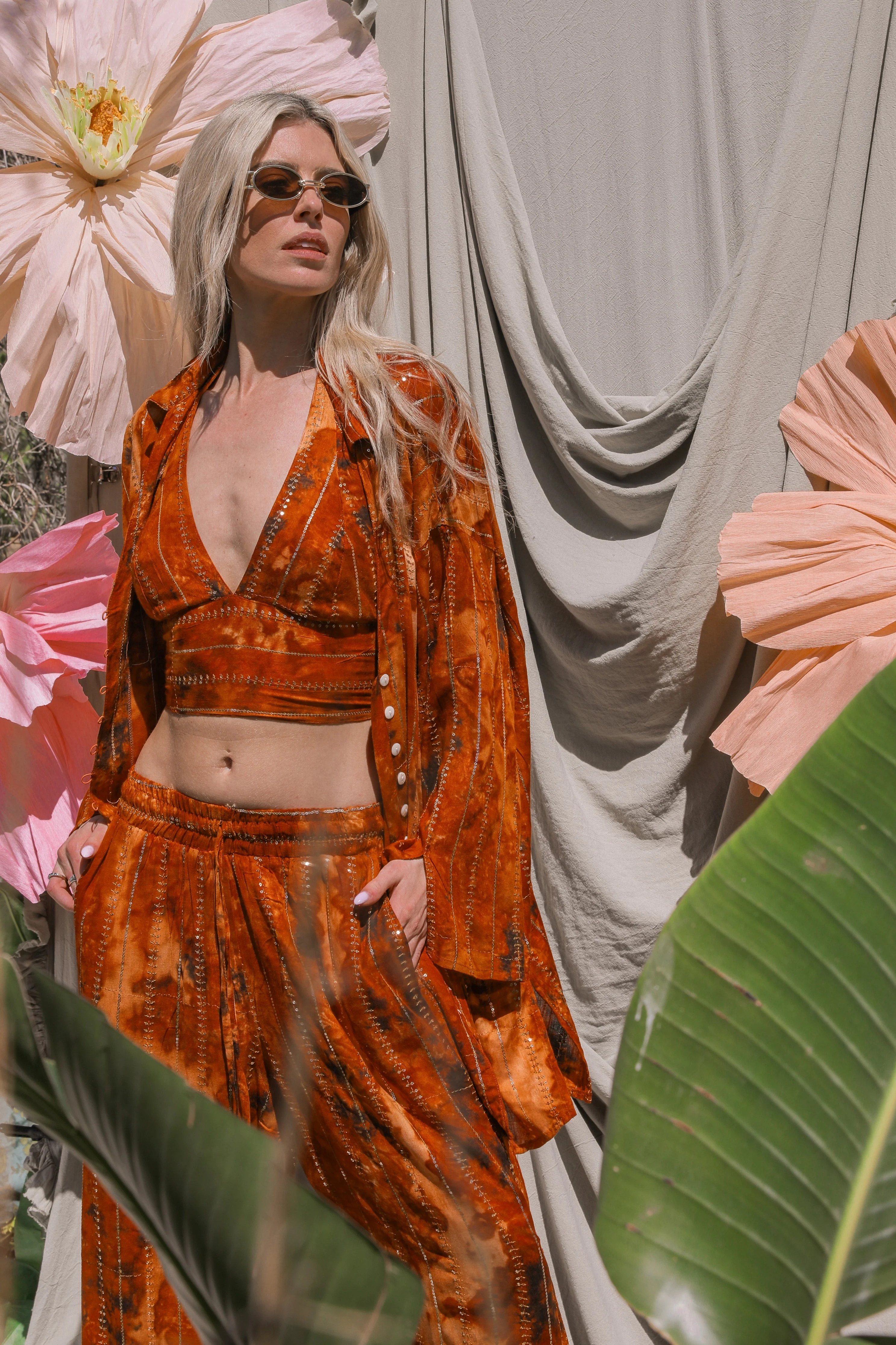 'Sunset Ashram' LOUNGE SET Crop Top - Burnt Orange - Image 5