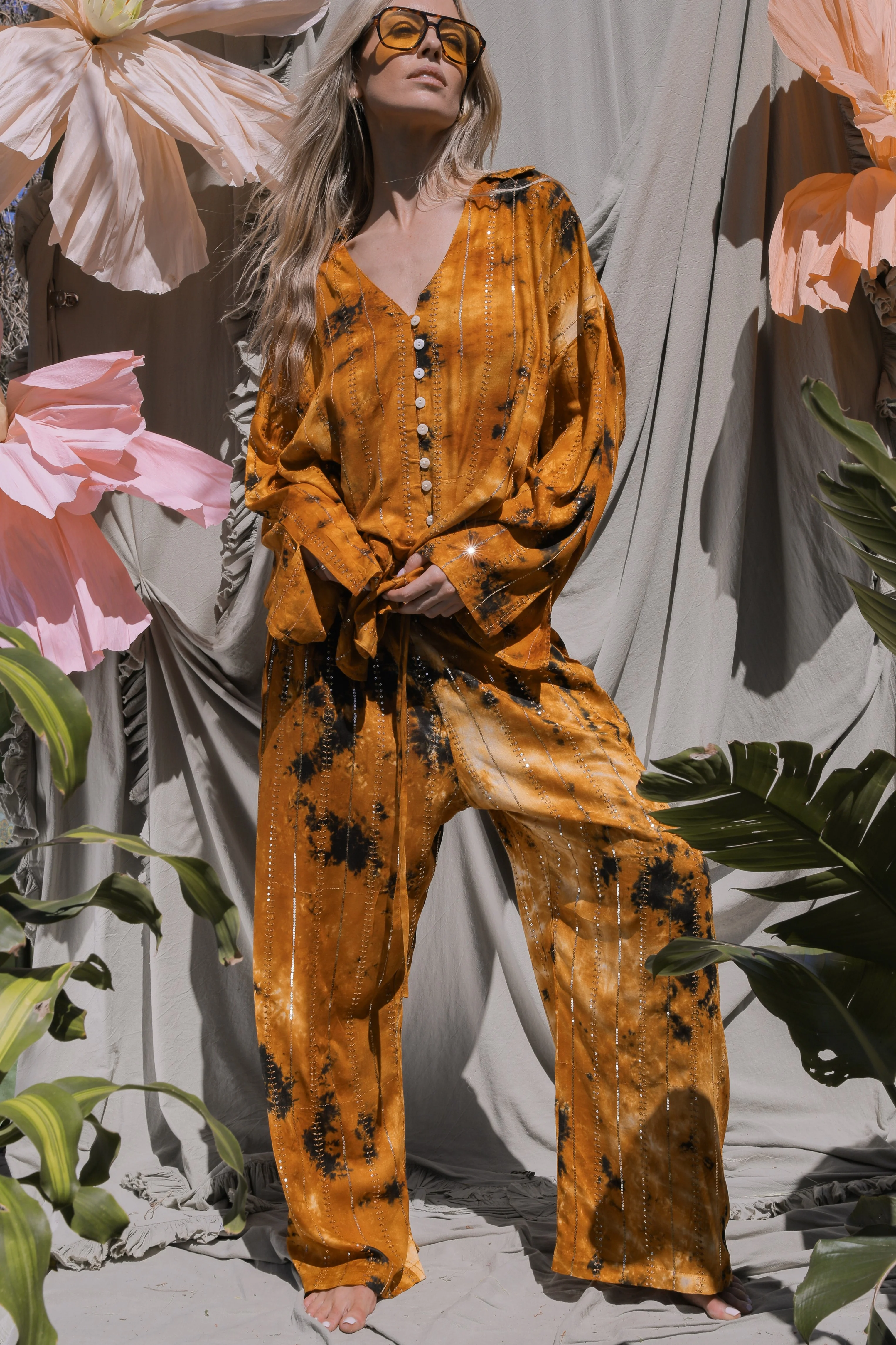 'Benirras' LOUNGE SET Shirt - Orange - Image 15