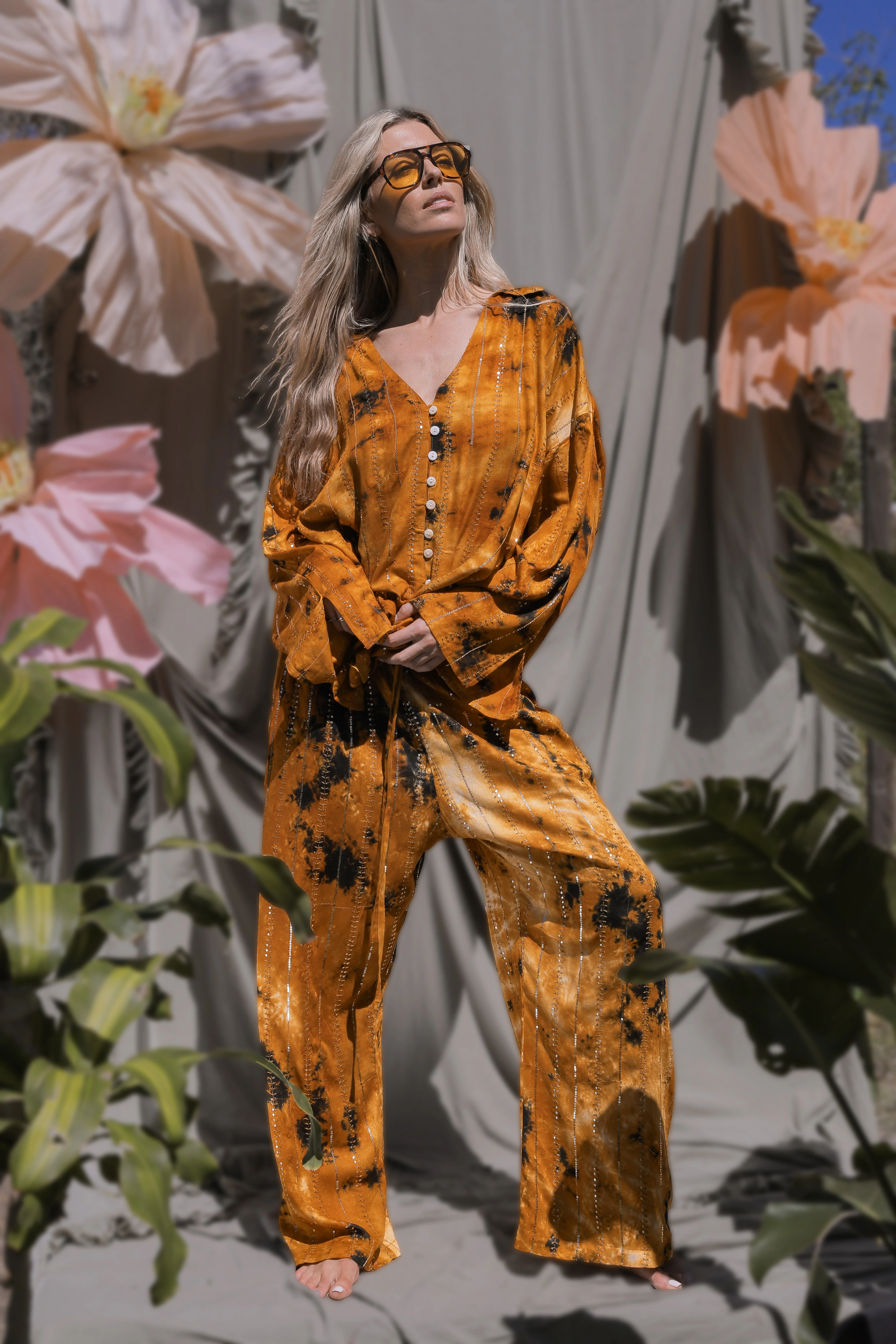 'Benirras' LOUNGE SET Shirt - Orange - Image 2