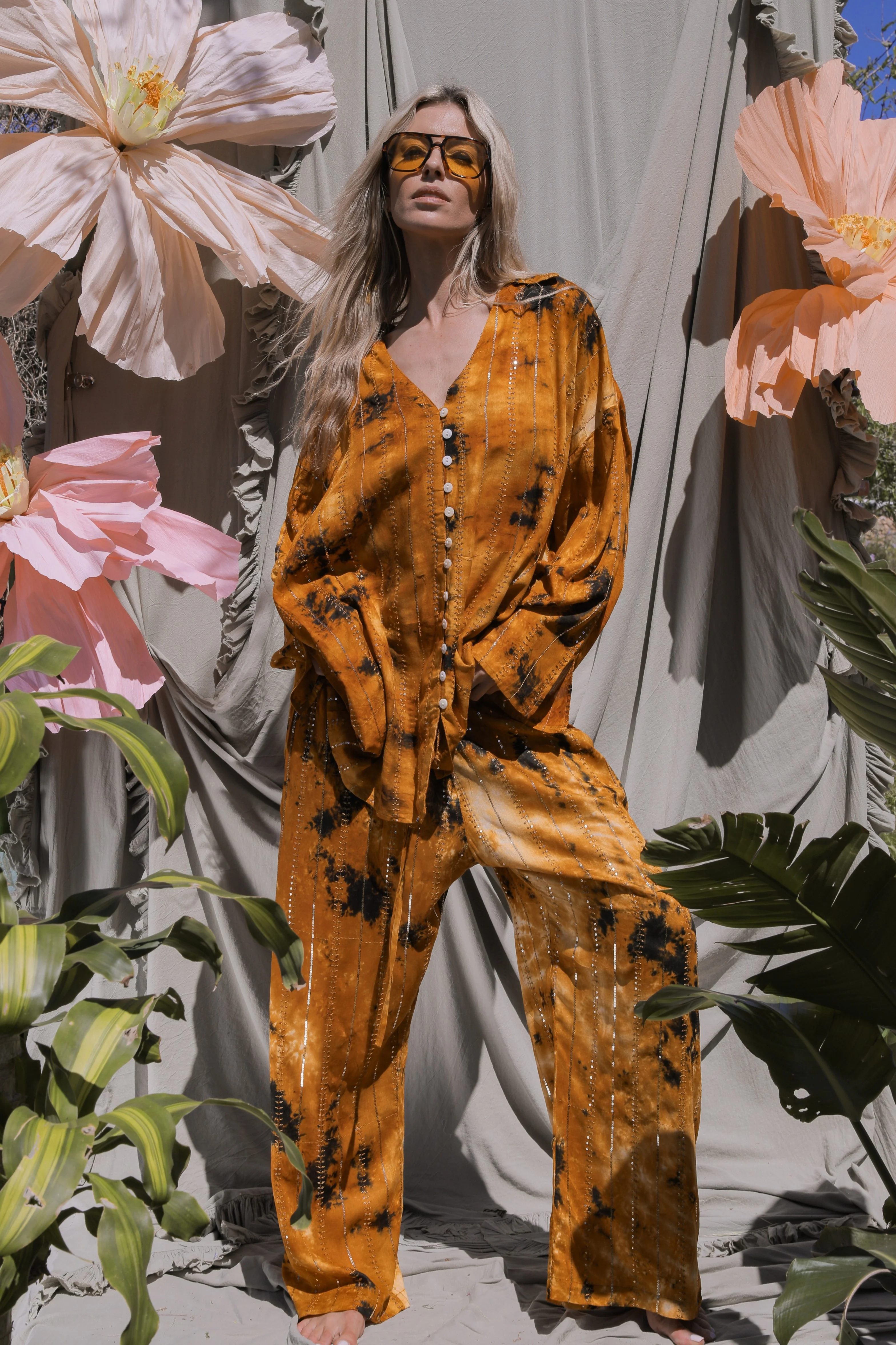 'Benirras' LOUNGE SET Shirt - Orange - Image 11