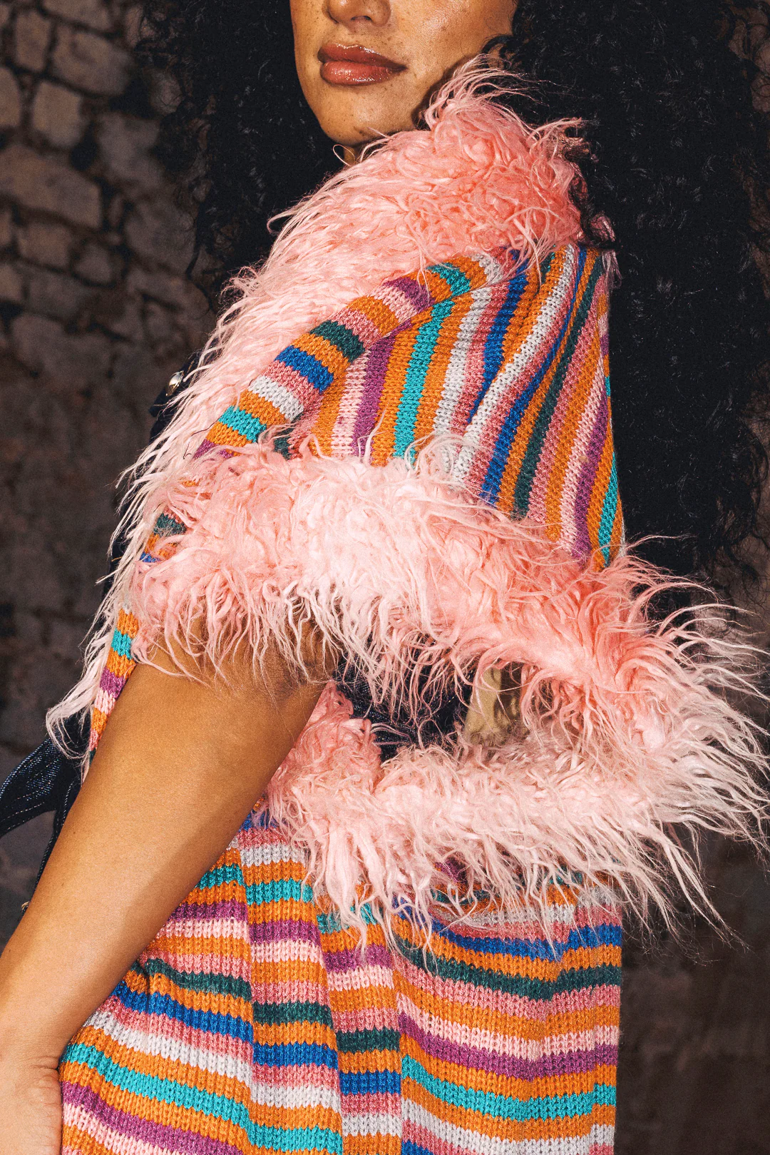 LUMI Rainbow knitted long Gilet - Image 3