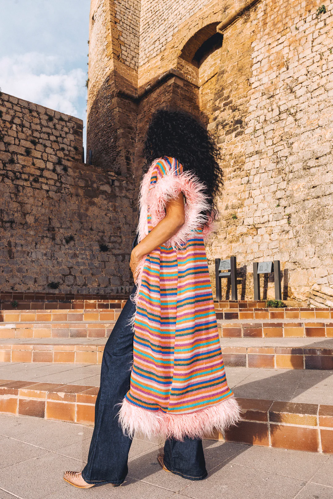 LUMI Rainbow knitted long Gilet - Image 5
