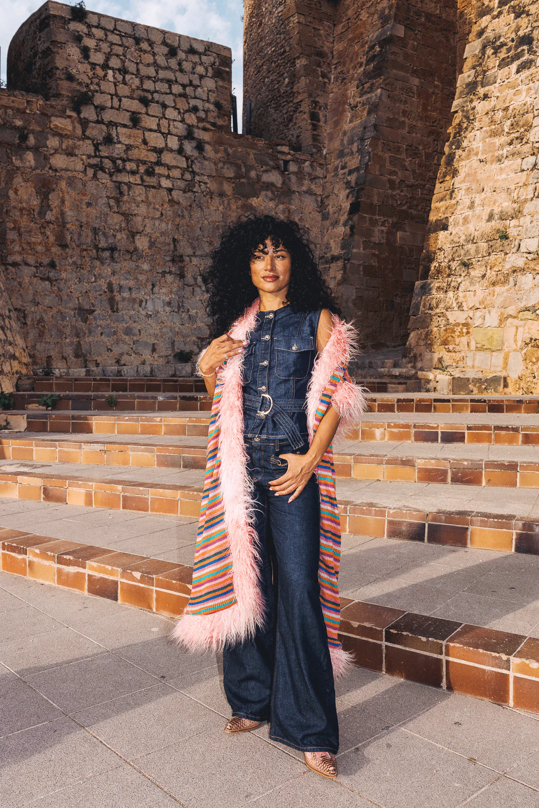 LUMI Rainbow knitted long Gilet - Image 7