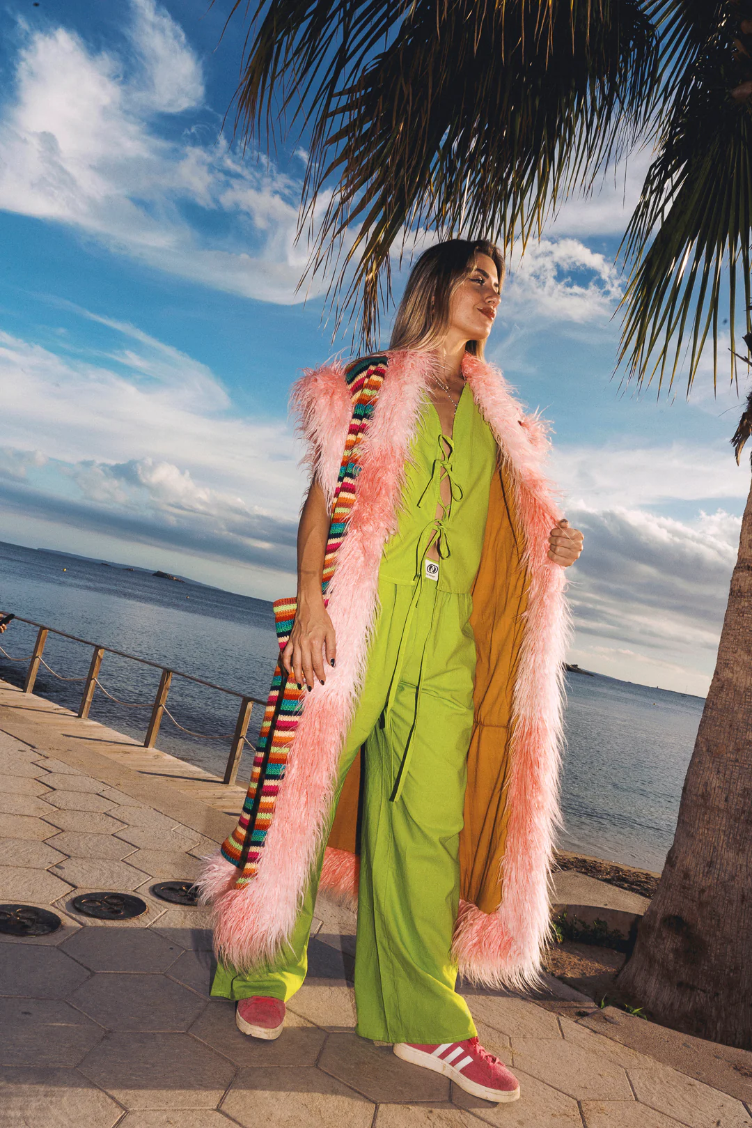 LUMI Rainbow knitted long Gilet - Bright - Image 4