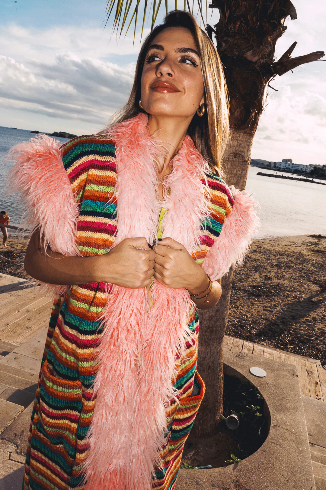 LUMI Rainbow knitted long Gilet - Bright - Image 8