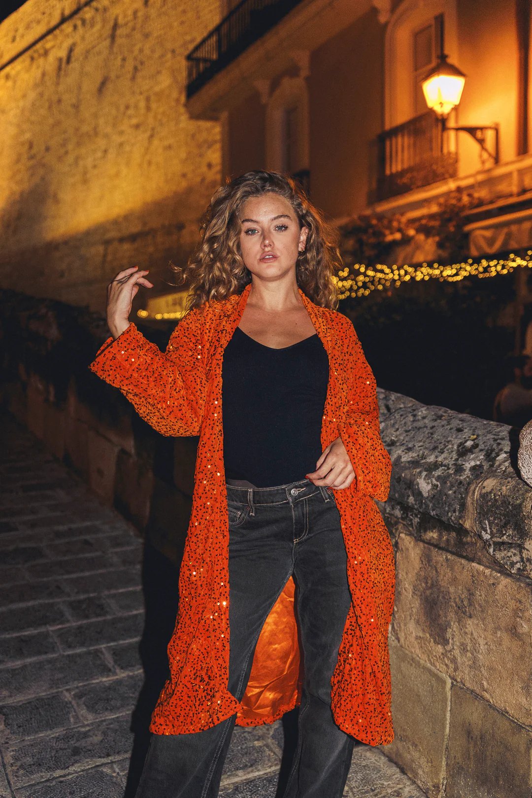 LUMINA Sequin Duster – Orange - Image 2