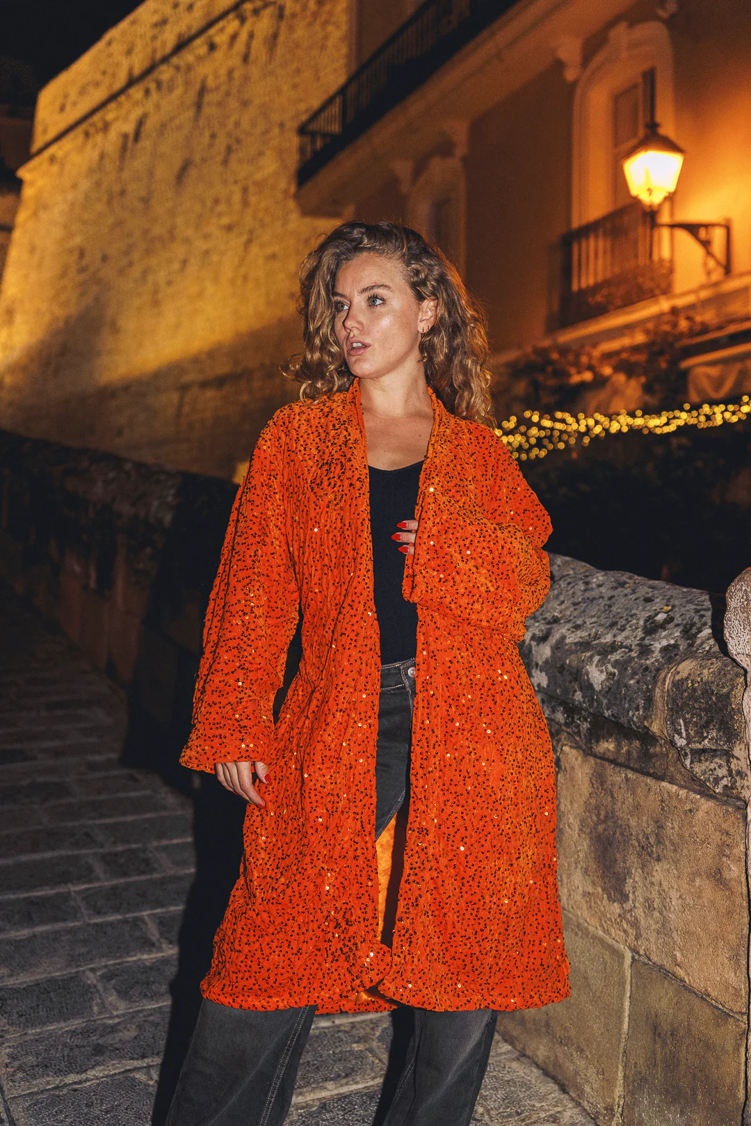 LUMINA Sequin Duster – Orange - Image 3