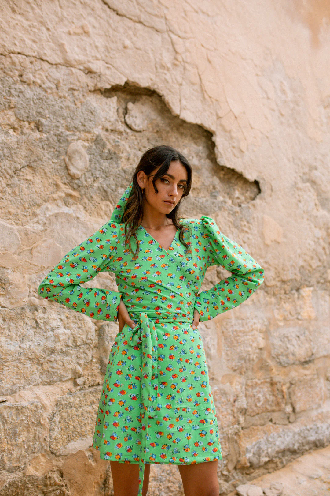 MARIA mini wrap dress - Bright green - Image 2