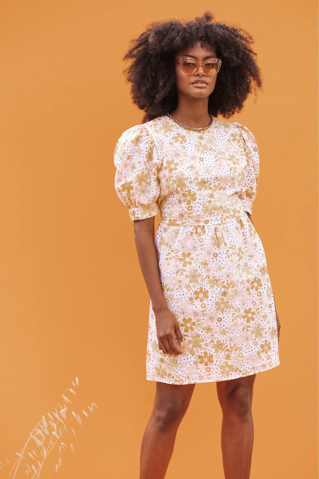 MARNI Retro Print Yellow Puff Sleeve Dress - Image 3