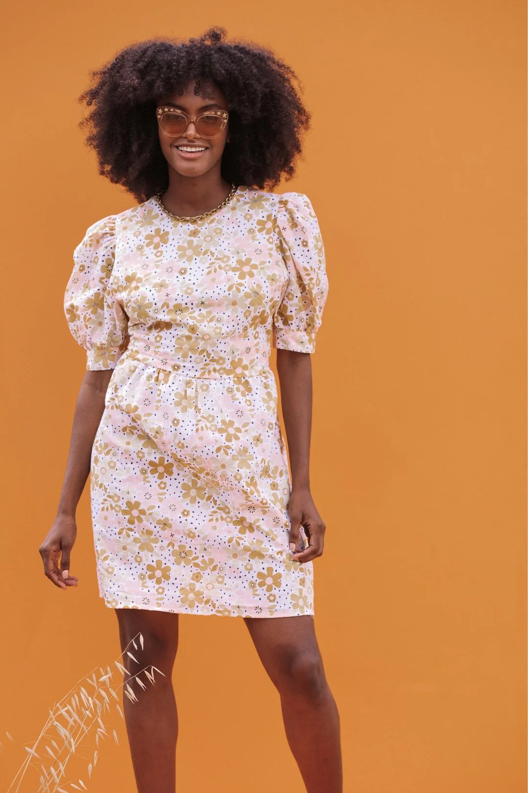 MARNI Retro Print Yellow Puff Sleeve Dress - Image 4