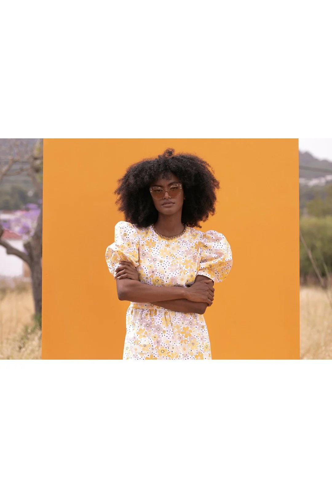 MARNI Retro Print Yellow Puff Sleeve Dress - Image 5