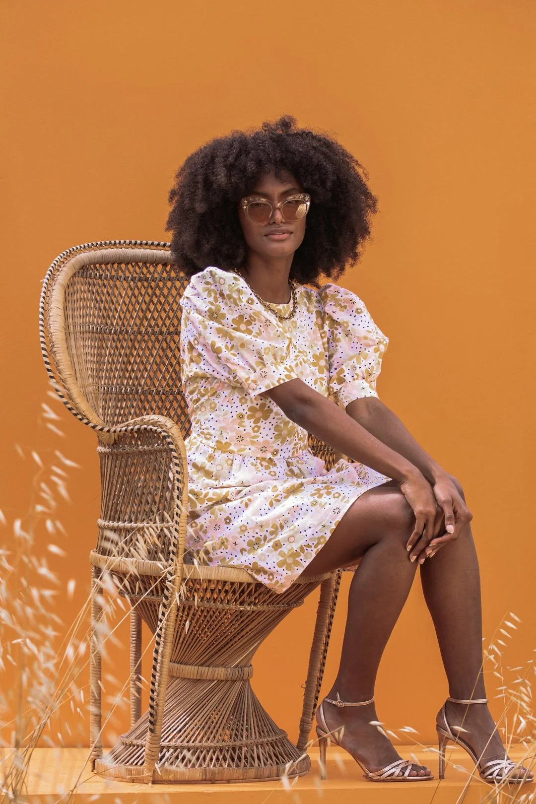 MARNI Retro Print Yellow Puff Sleeve Dress - Image 6