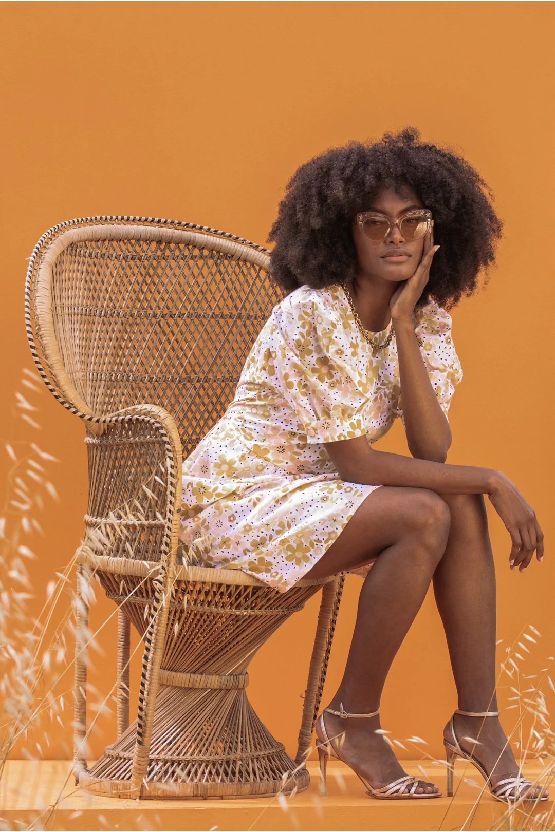 MARNI Retro Print Yellow Puff Sleeve Dress - Image 7