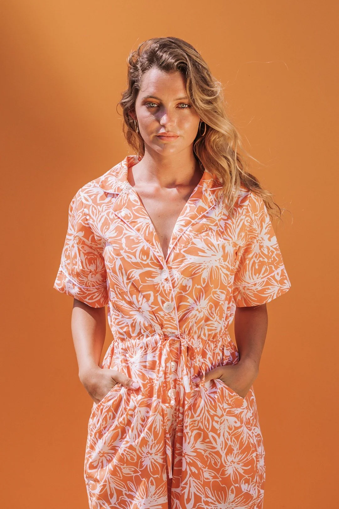 MILLY Jumpsuit - Orange Tropical Print - Image 2