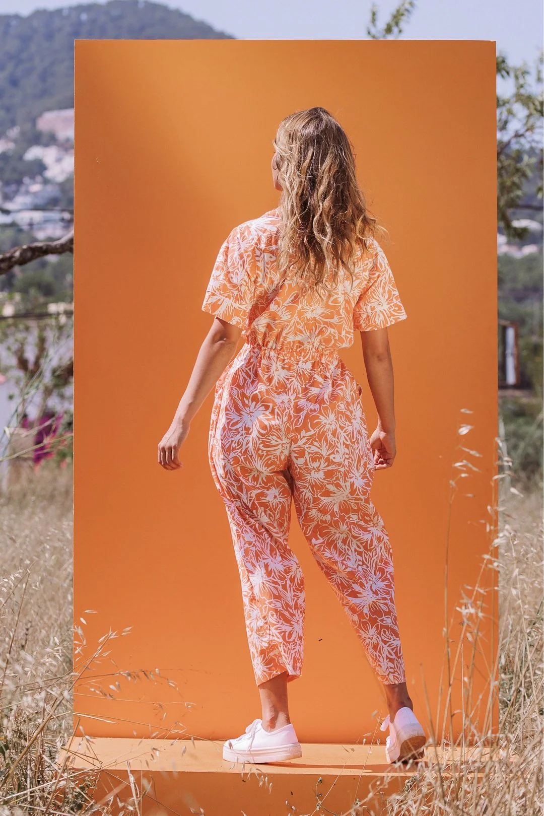 MILLY Jumpsuit - Orange Tropical Print - Image 4