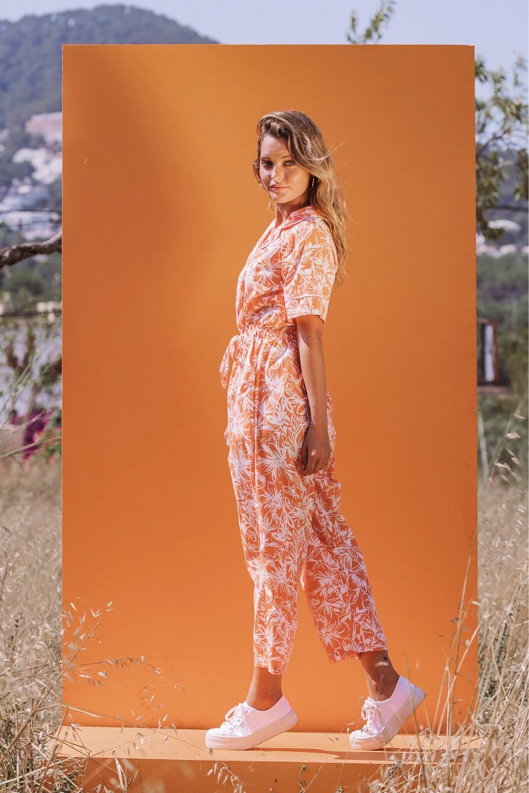 MILLY Jumpsuit - Orange Tropical Print - Image 5