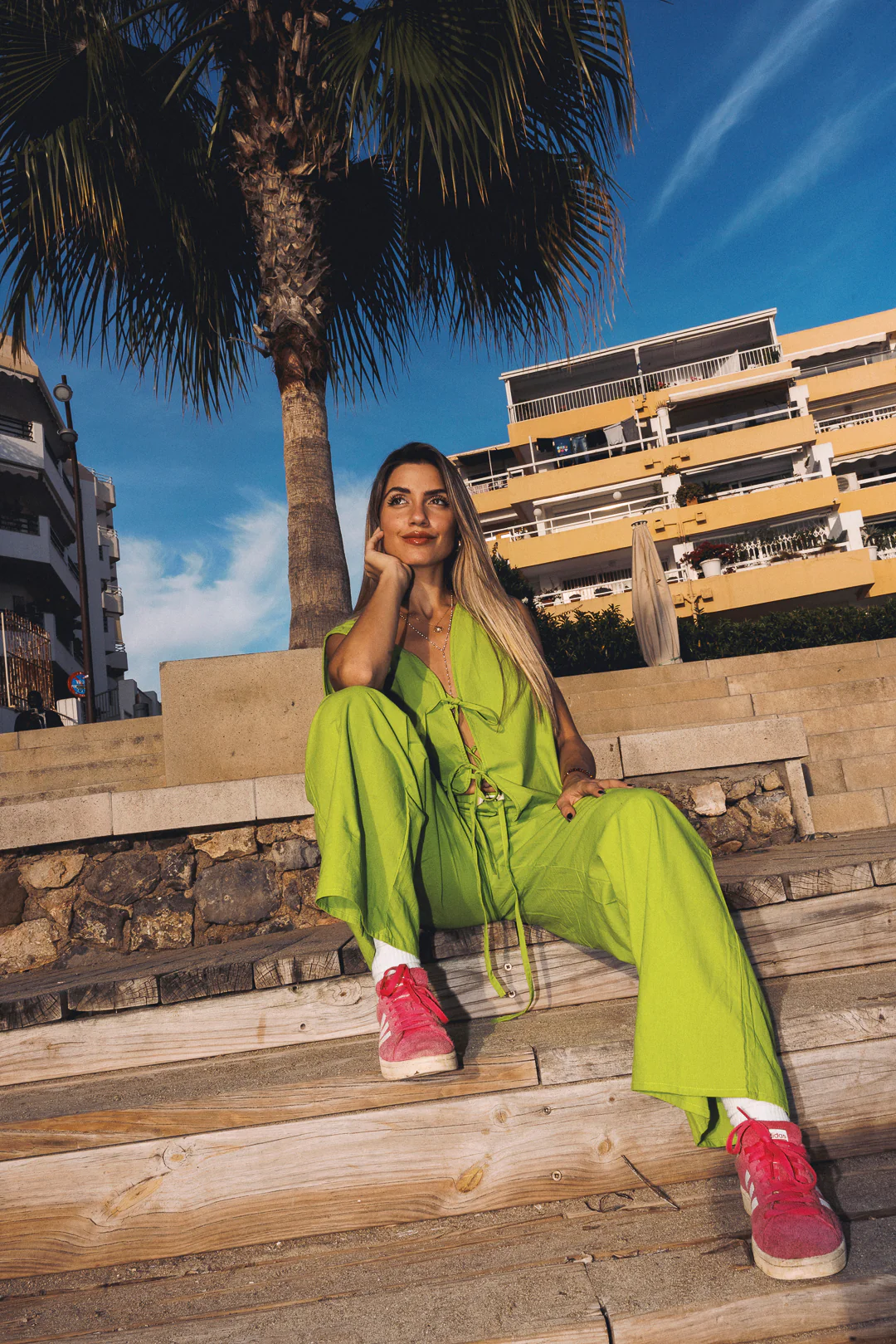 Nancy Tie top - Lime Green - Image 5