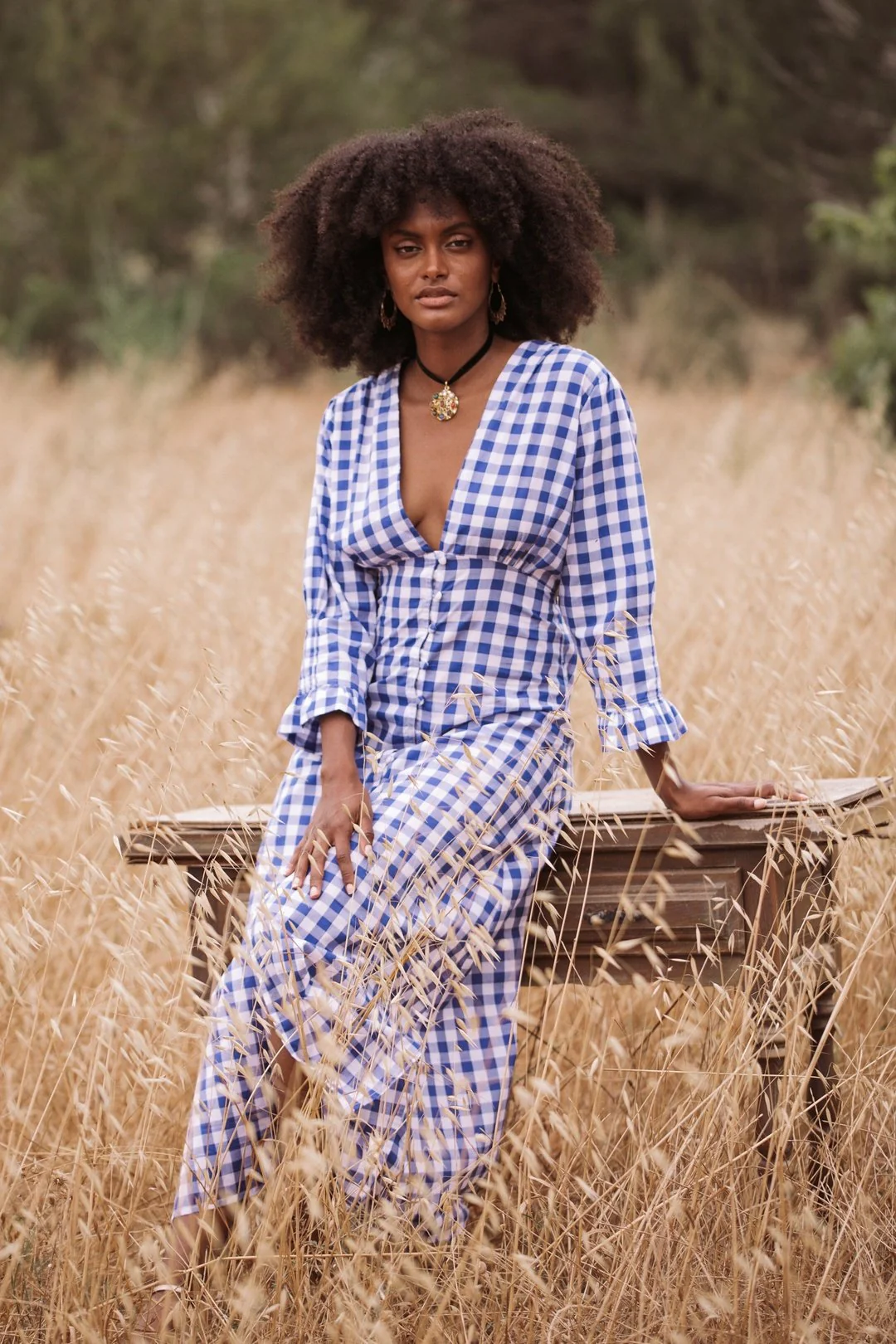 MABEL Cotton Dress - Blue Gingham - Image 2