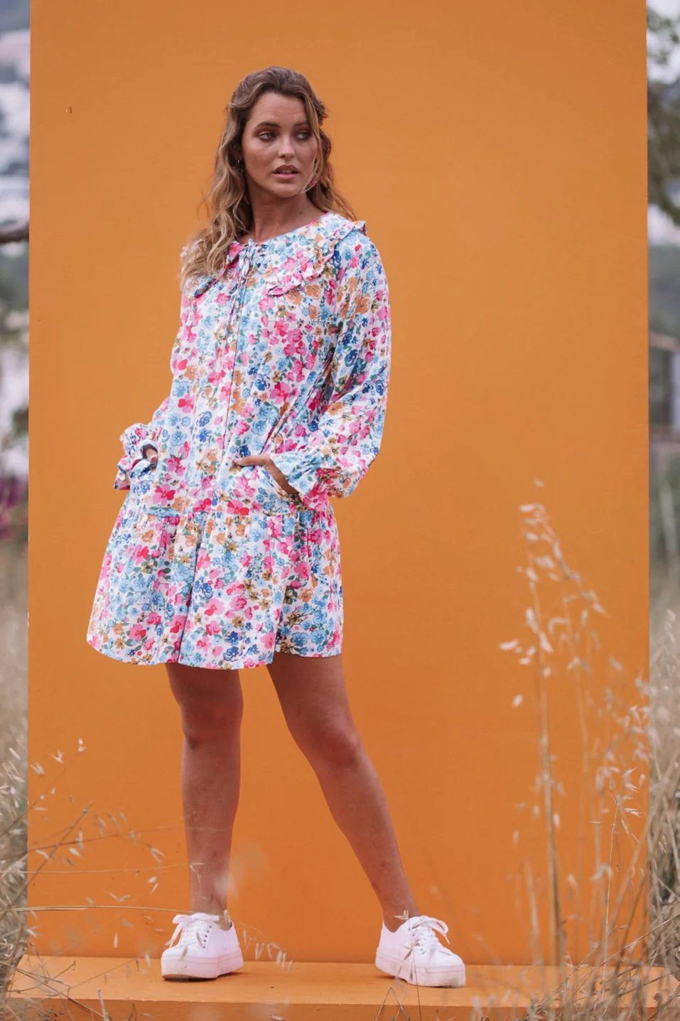 ELSIE Floral Oversized Collar Dress - Image 3