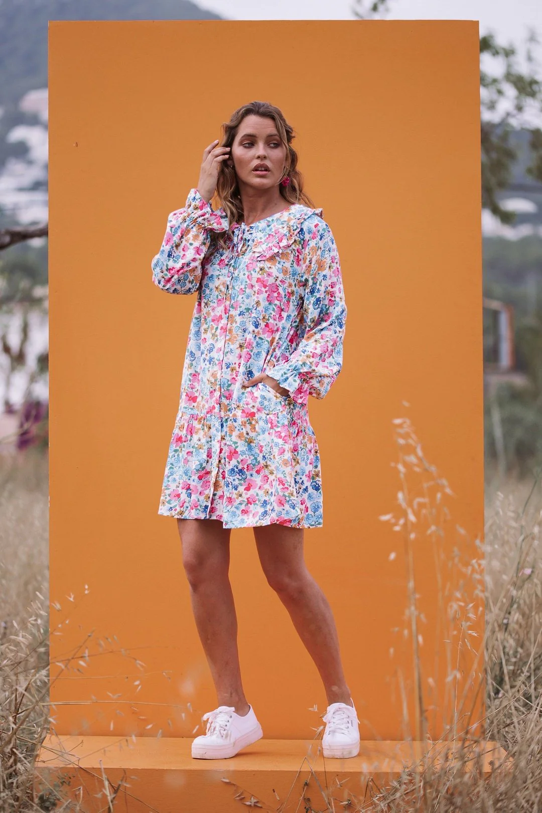 ELSIE Floral Oversized Collar Dress - Image 6