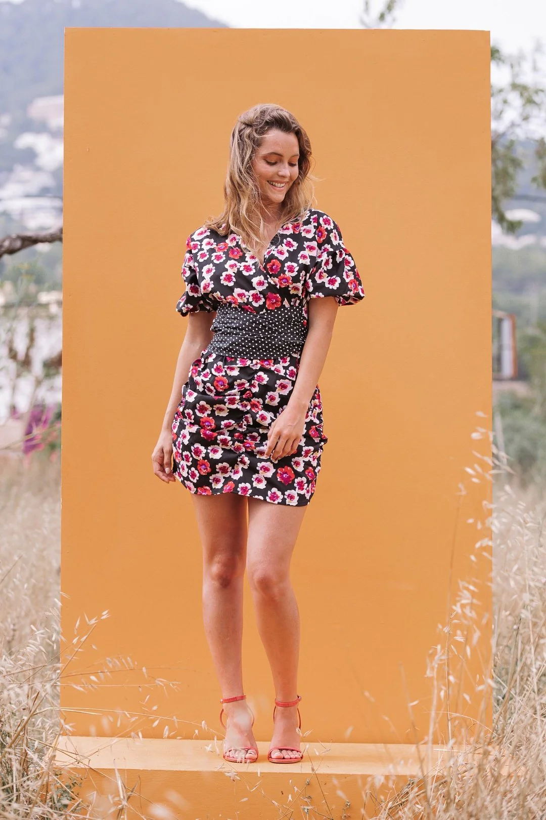 ASTER - Black Floral Polka Dot dress - Image 2