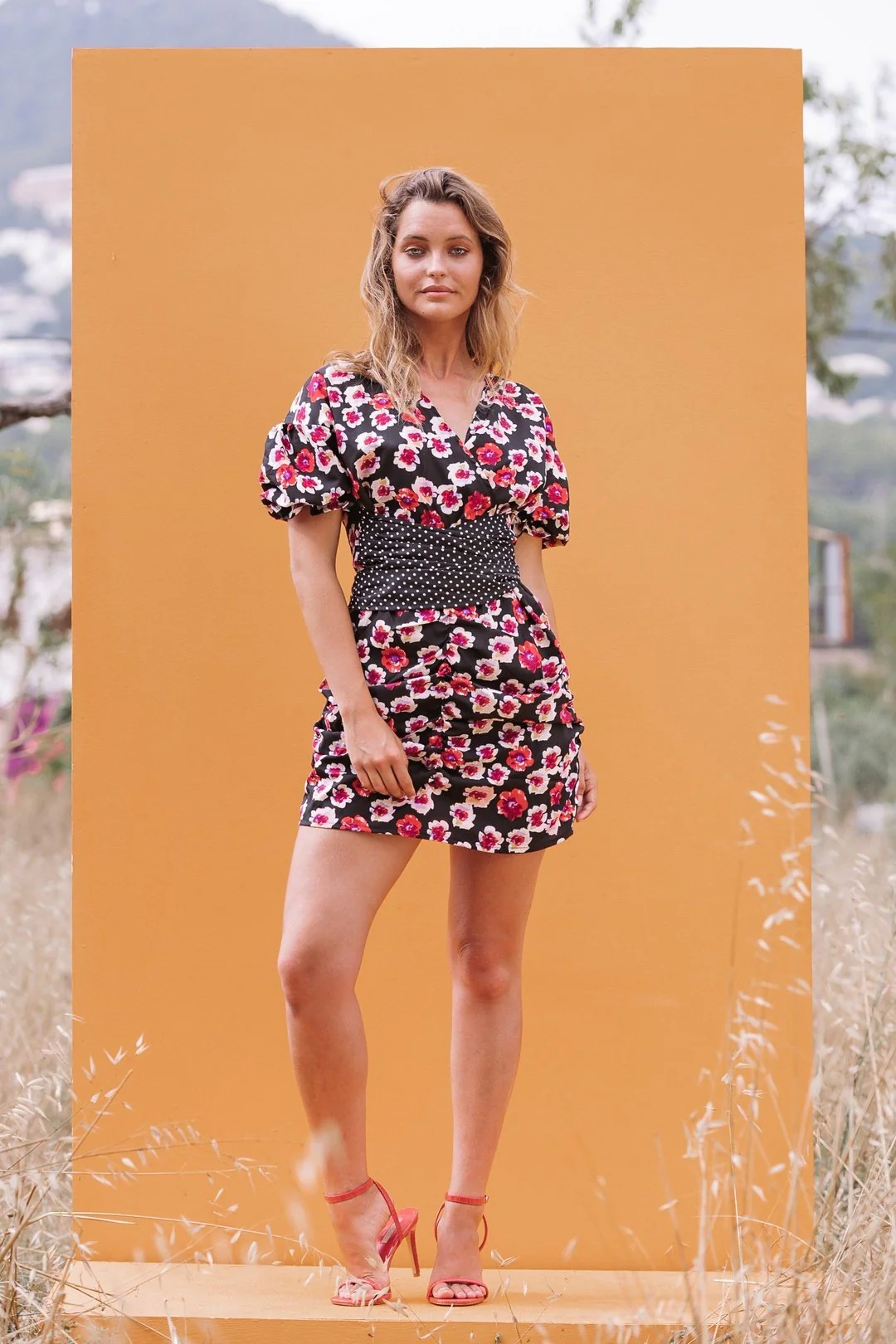 ASTER - Black Floral Polka Dot dress - Image 3