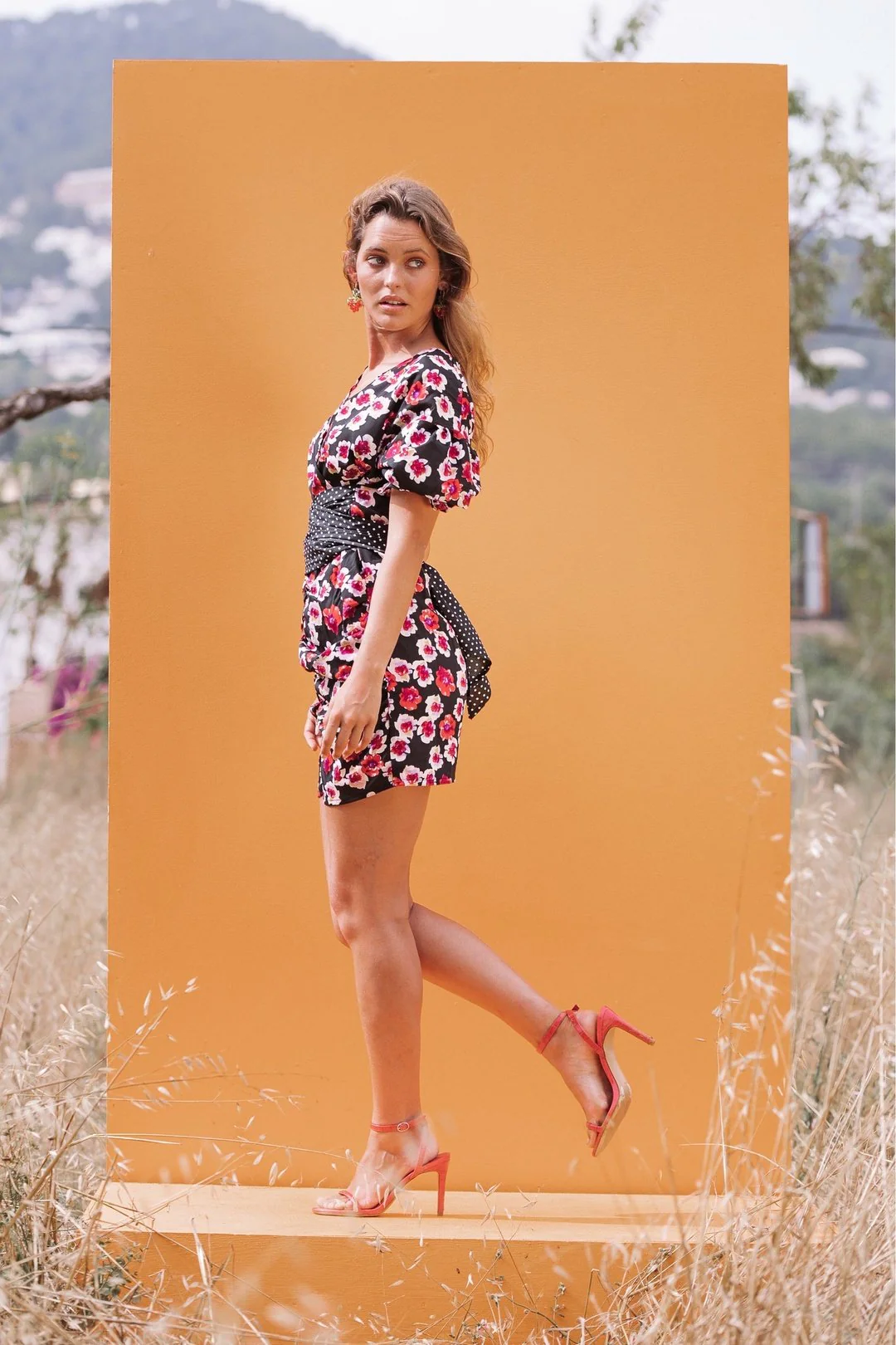 ASTER - Black Floral Polka Dot dress - Image 5