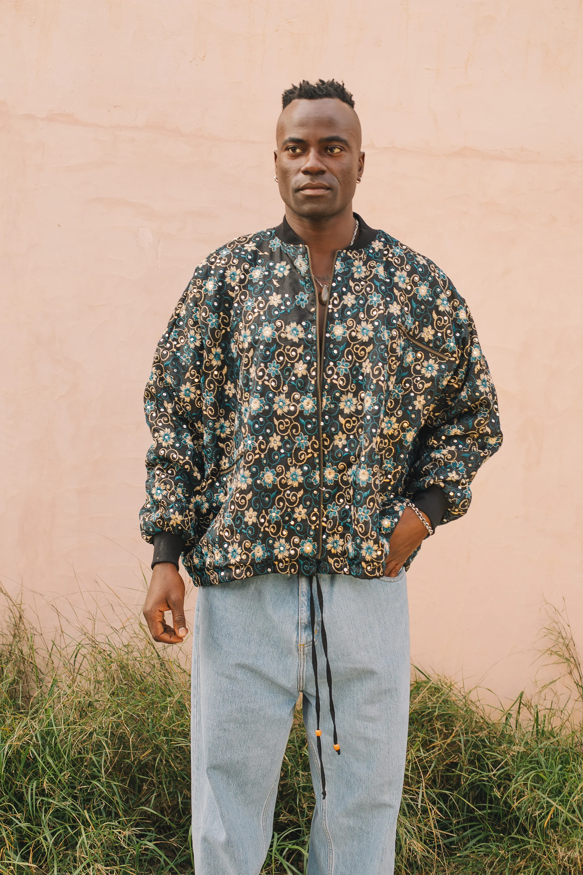 Noah Bomber Jacket Black Flower - Image 8