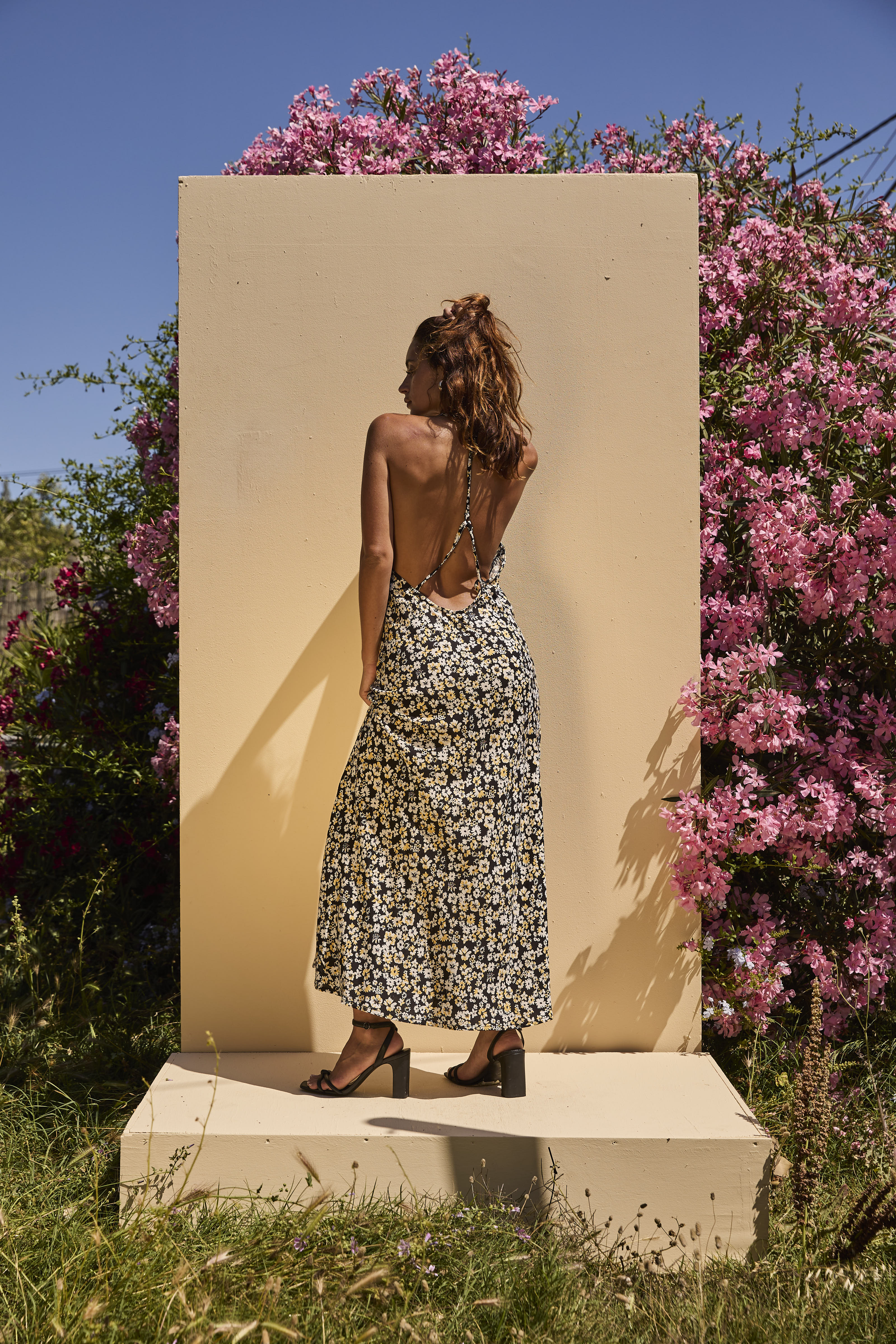 OLIVE long dress - Black White floral - Image 2