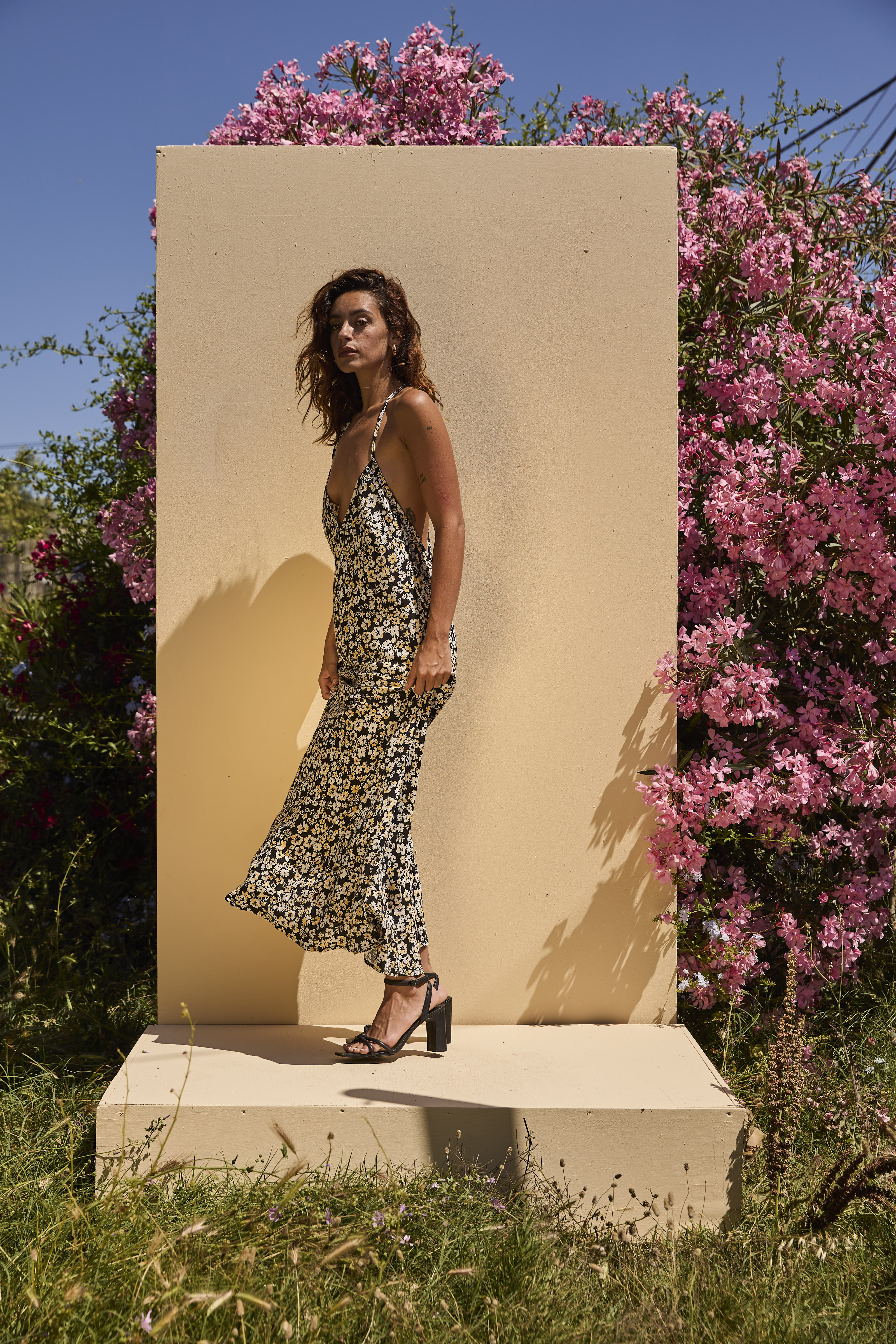 OLIVE long dress - Black White floral - Image 5