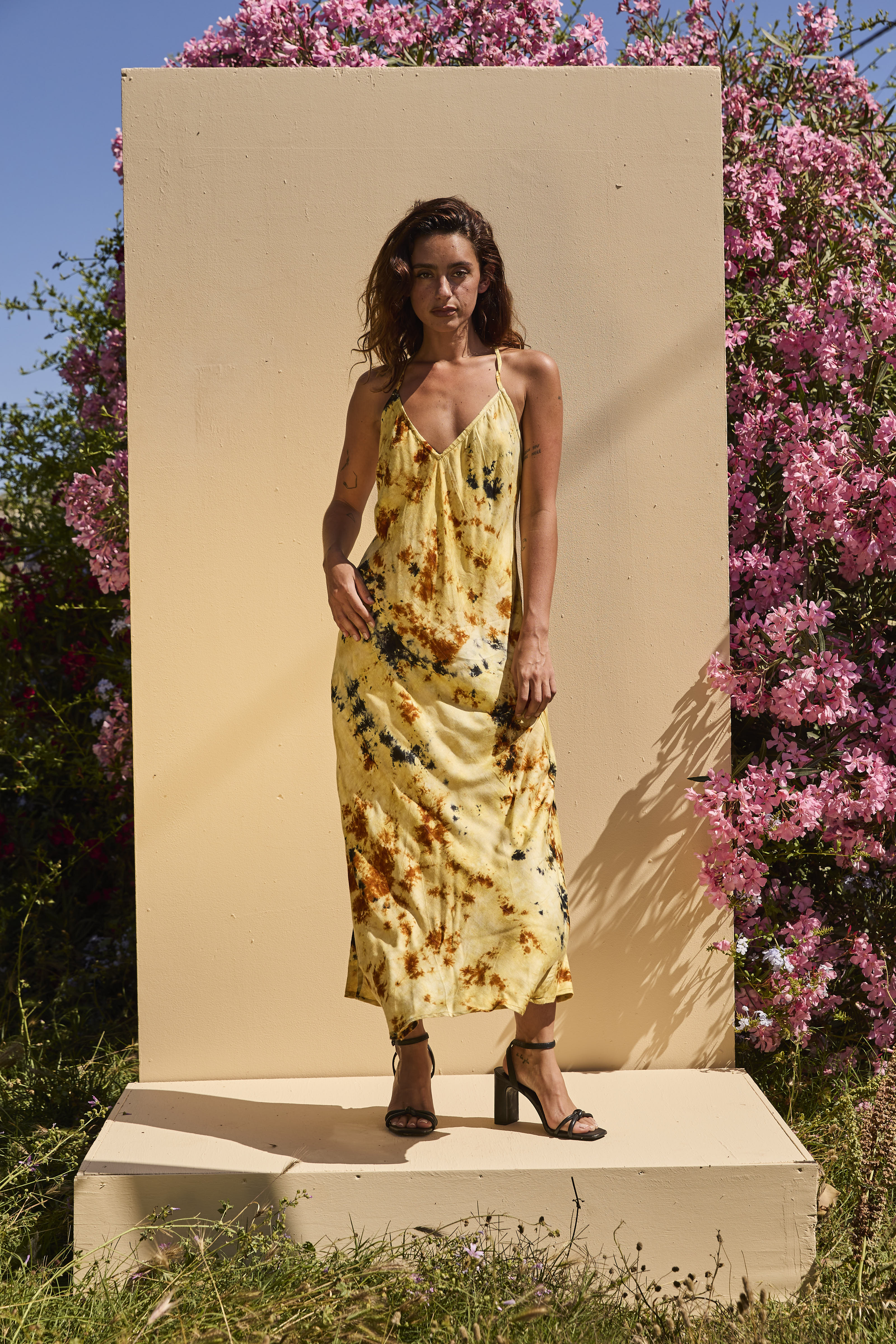 OLIVE long dress - Tiedye yellow & Browns - Image 8