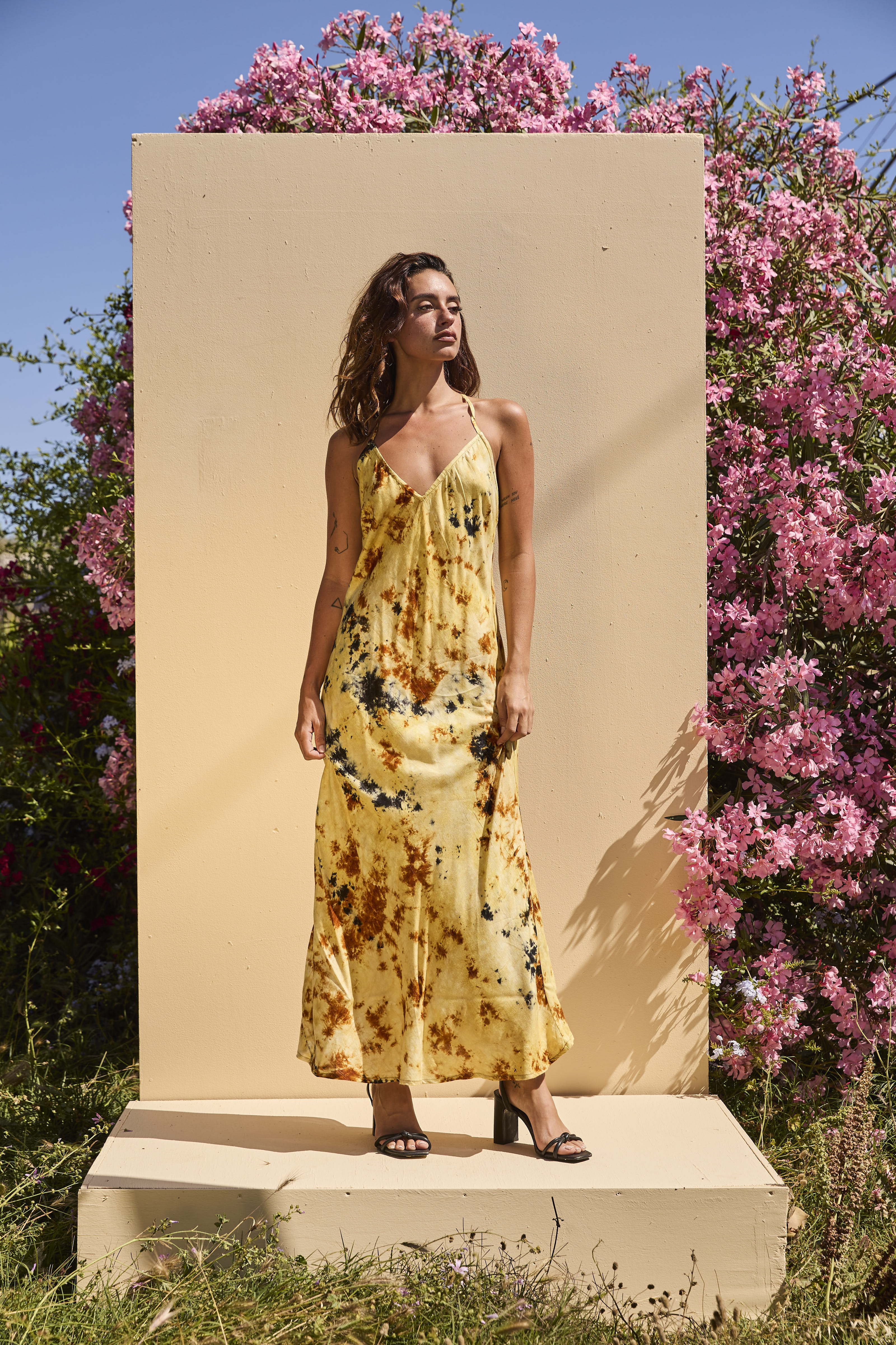 OLIVE long dress - Tiedye yellow & Browns - Image 9