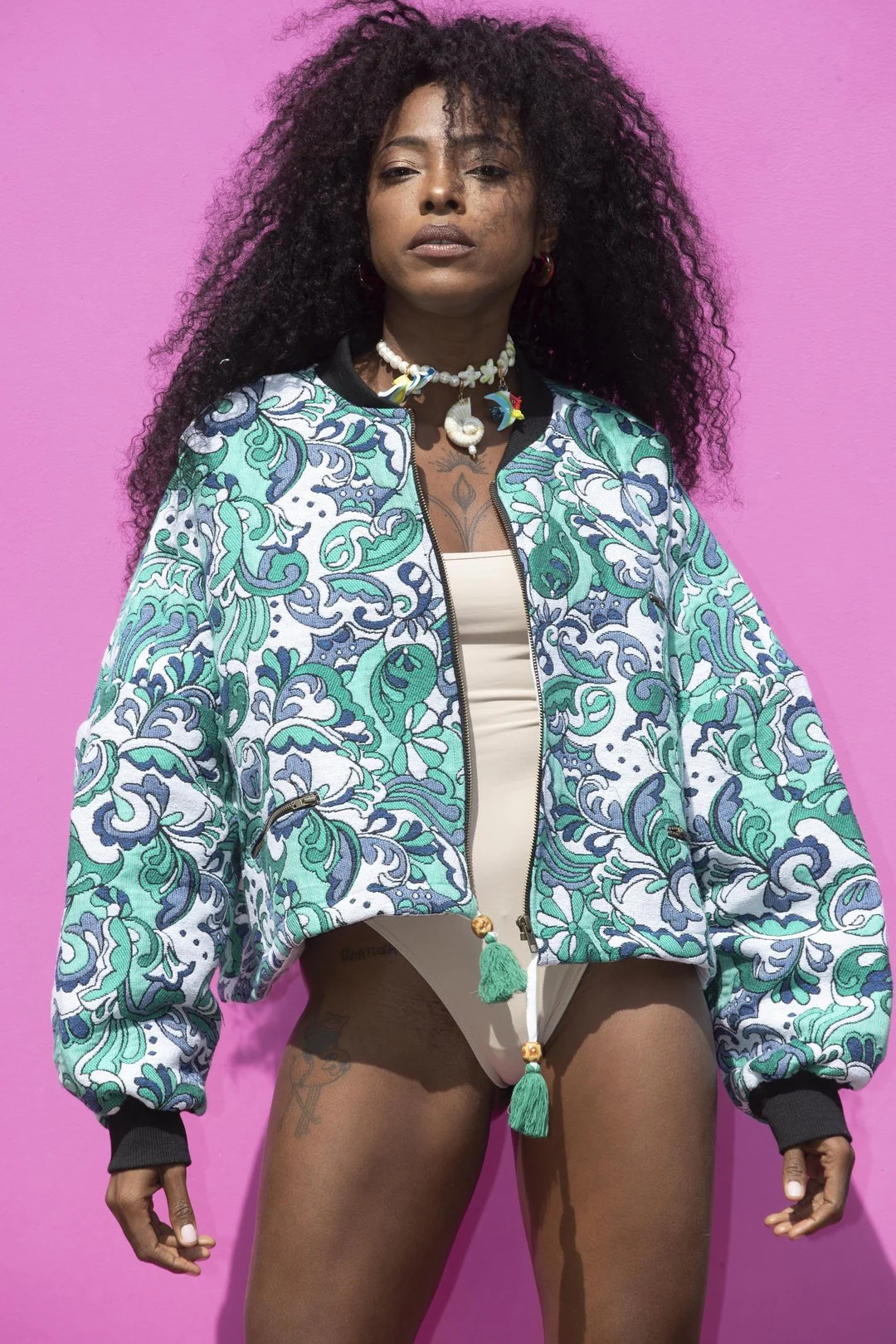 PAISLEY Bomber - Blue & Green woven - Image 5