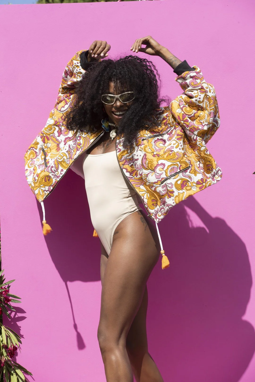 PAISLEY Bomber - Yellow & Pink woven - Image 3